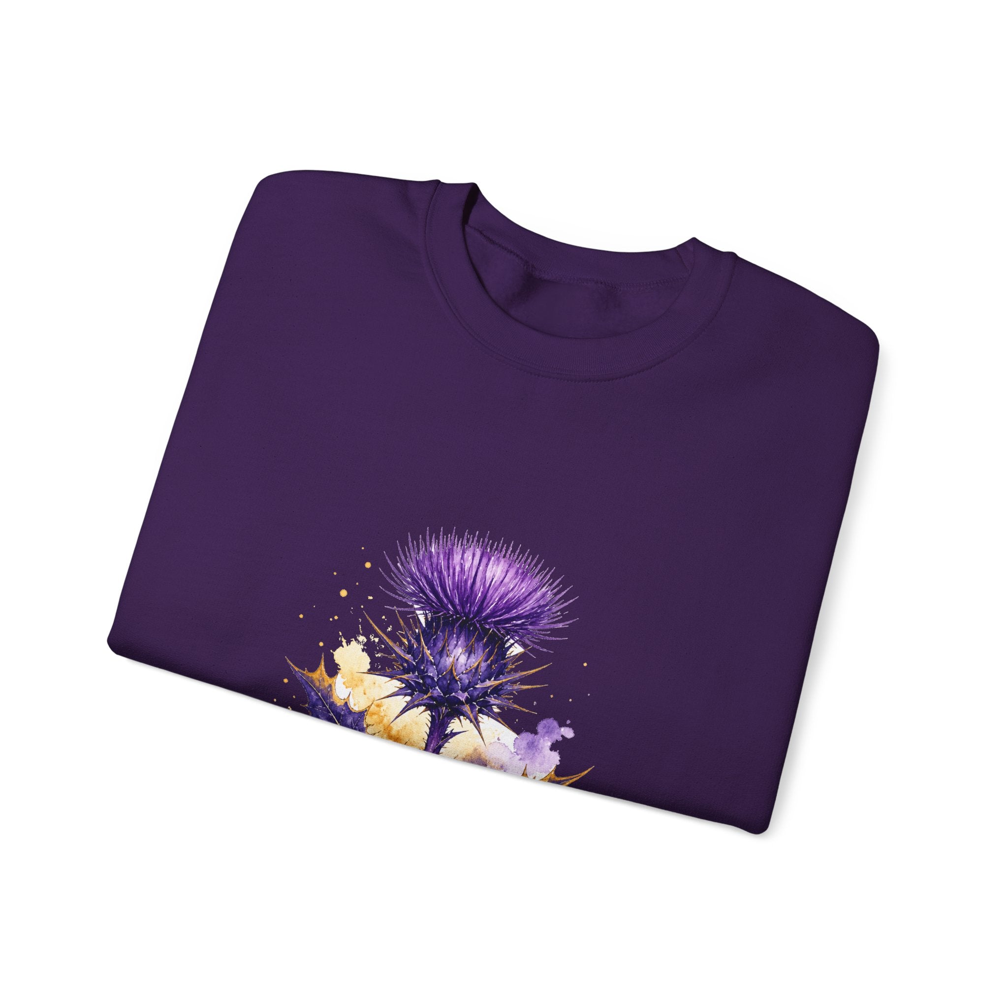 Matching Couple Sweatshirt - Lavender & Thistle Matching Couple Crewneck Sweatshirt Watercolor Art His Hers Engagement Gift - Design B