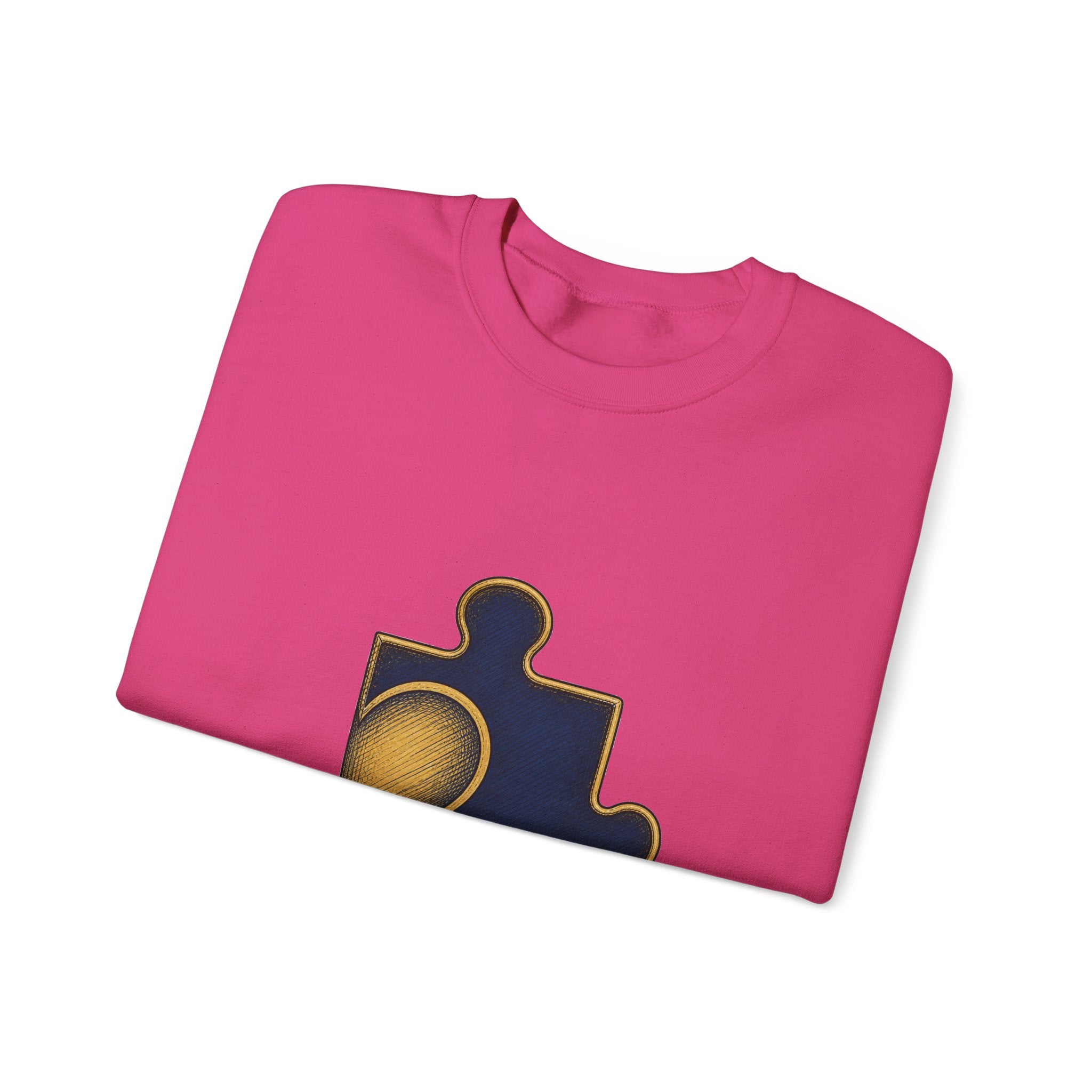 Matching Couple Sweatshirt - Puzzle Pieces Matching Couple Premium Fleece Sweatshirt Hand-Drawn Art His Hers Anniversary Gift - Design B