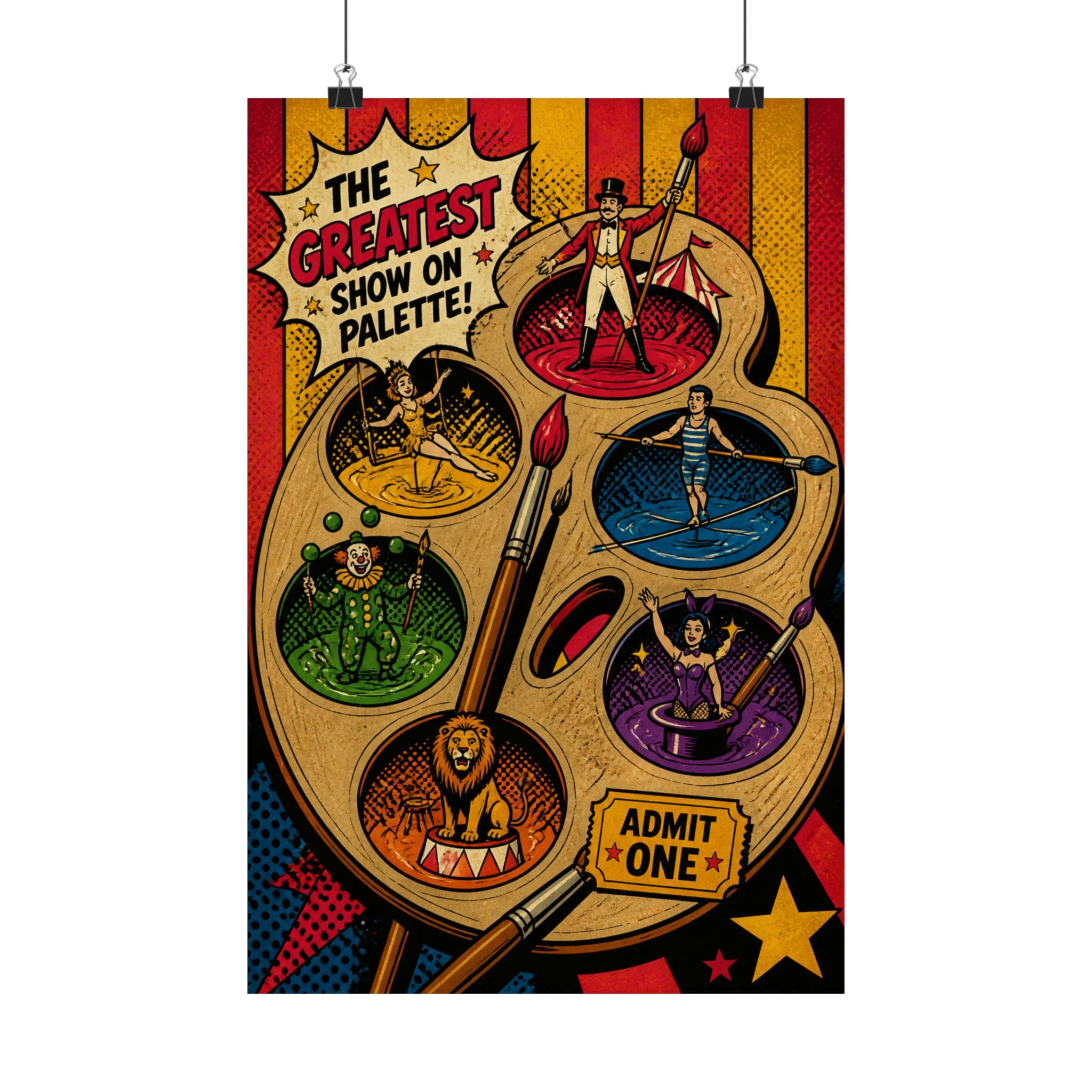 Paint Palette Stage Wall Art Poster 24×36 Pop Art Restaurant Decor Maximalist Print