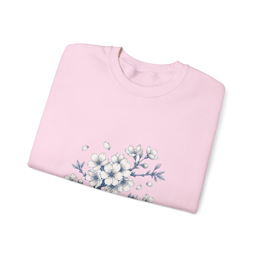 Matching Couple Sweatshirt - Cherry Blossom & Maple Leaf Matching Couple Crewneck Sweatshirt Hand-Drawn Art His Hers Best Friend Gift - Design A