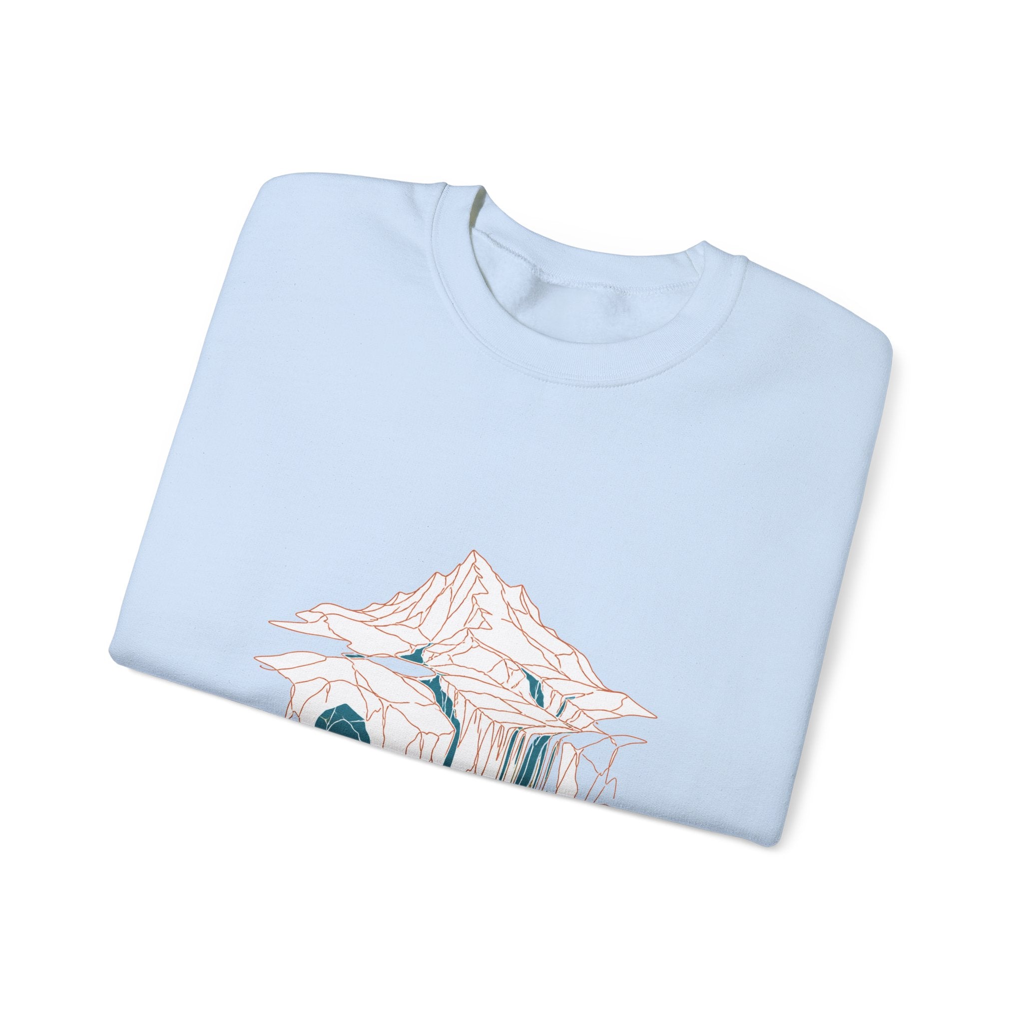 Matching Couple Sweatshirt - Volcano & Glacier Matching Couple Crewneck Sweatshirt Minimalist Art His Hers Valentine Gift - Design B