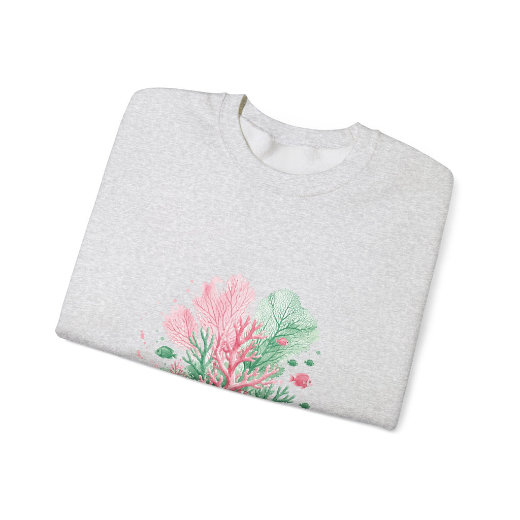 Matching Couple Sweatshirt - Coral Reef & Deep Sea Matching Couple Crewneck Sweatshirt Watercolor Art His Hers Engagement Gift - Design A