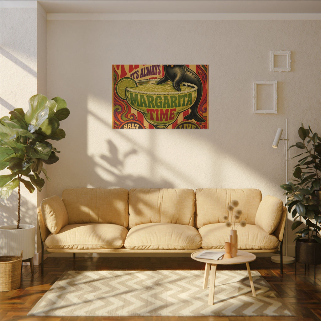 Margarita Balancing Seal Wall Art Canvas 24×36 Psychedelic Dining Room Decor Maximalist Print