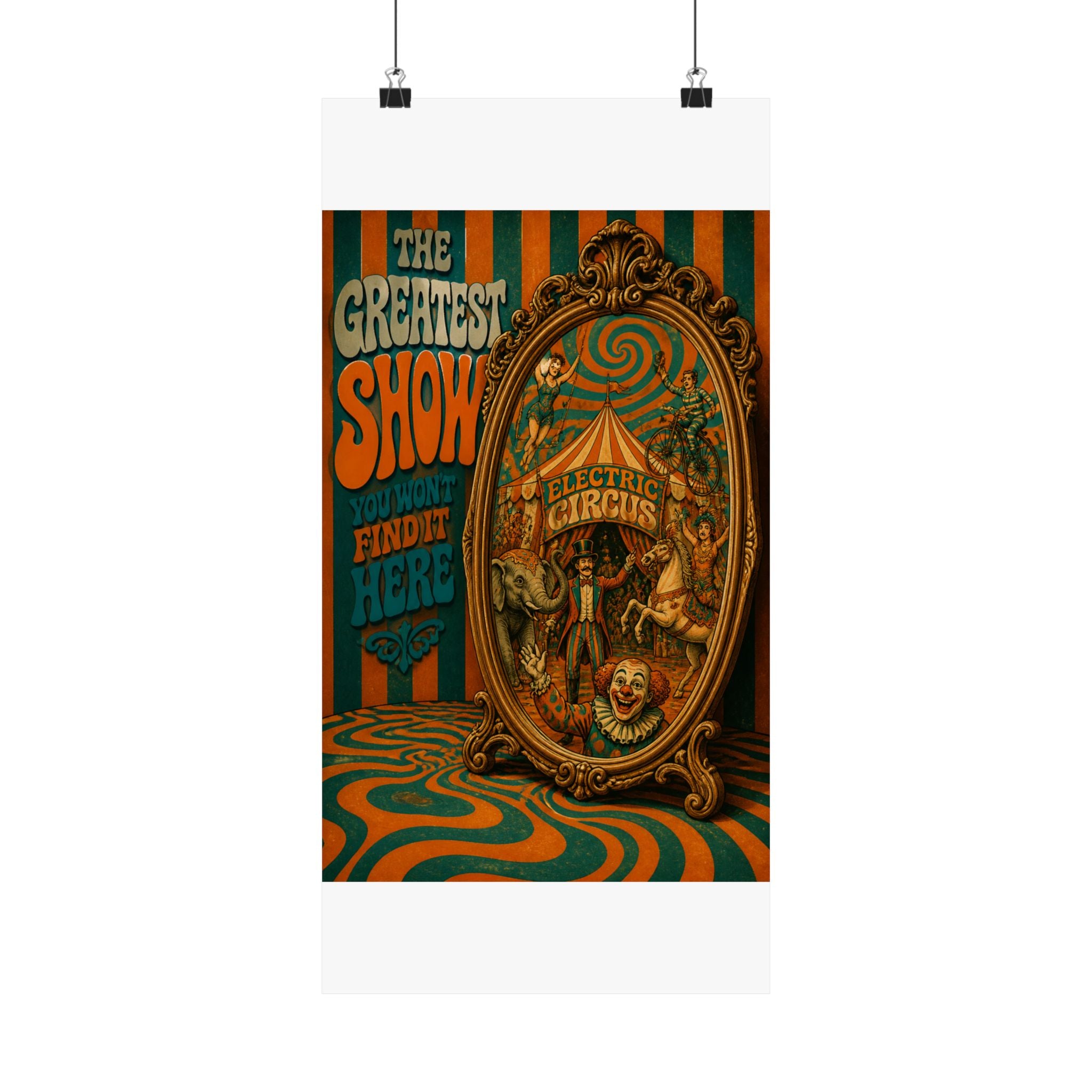 Vintage Mirror Circus Wall Art Poster 24×36 Psychedelic Dining Room Decor Maximalist Print