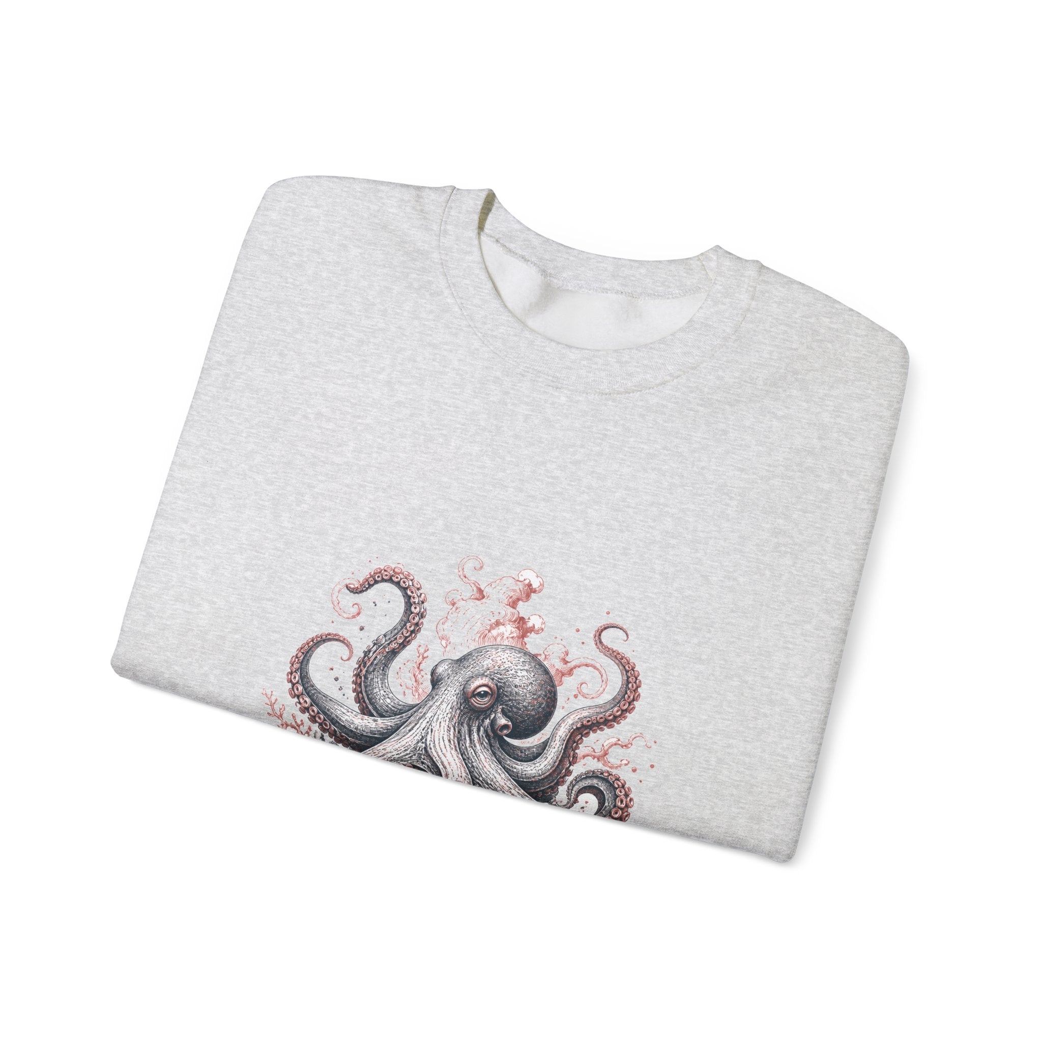 Matching Couple Sweatshirt - Octopus & Jellyfish Matching Couple Crewneck Sweatshirt Hand-Drawn Art His Hers Best Friend Gift - Design A