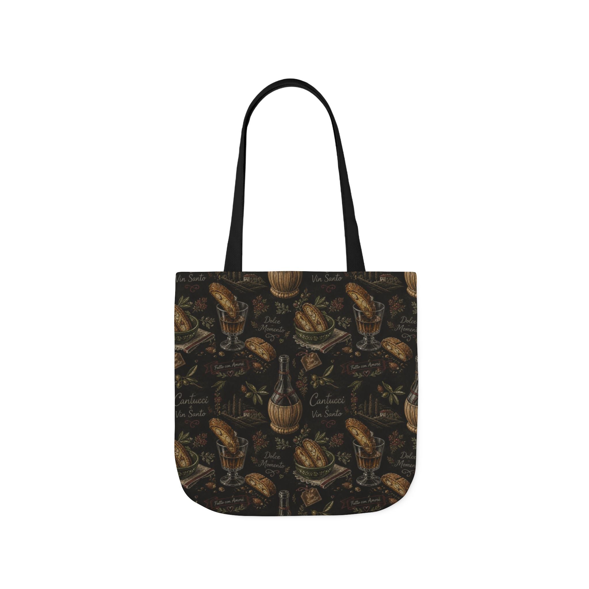 Biscotti & Vin Santo Canvas Tote Bag Mediterranean Kitchen Chalk Art Design Italian Cottagecore Gift