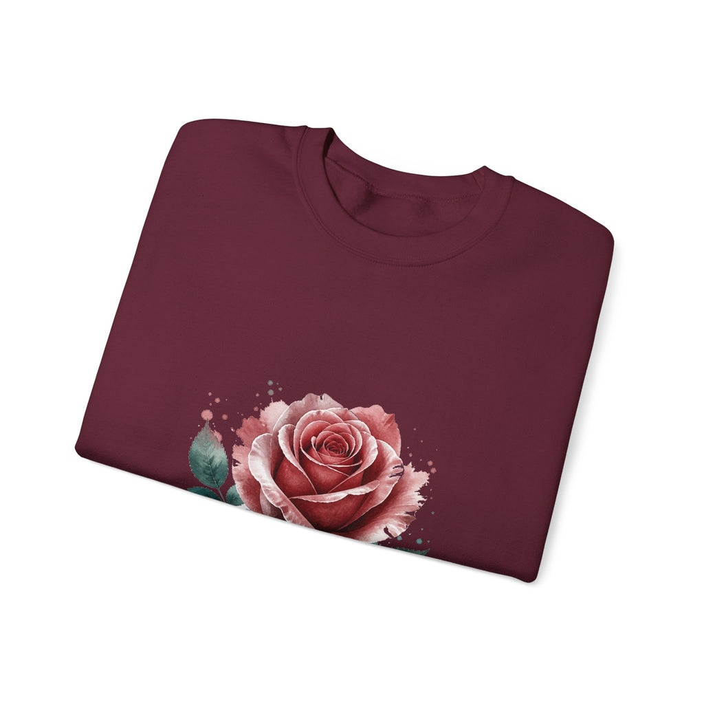 Matching Couple Sweatshirt - Rose & Thorn Matching Couple Crewneck Sweatshirt Watercolor Art His Hers Engagement Gift - Design A
