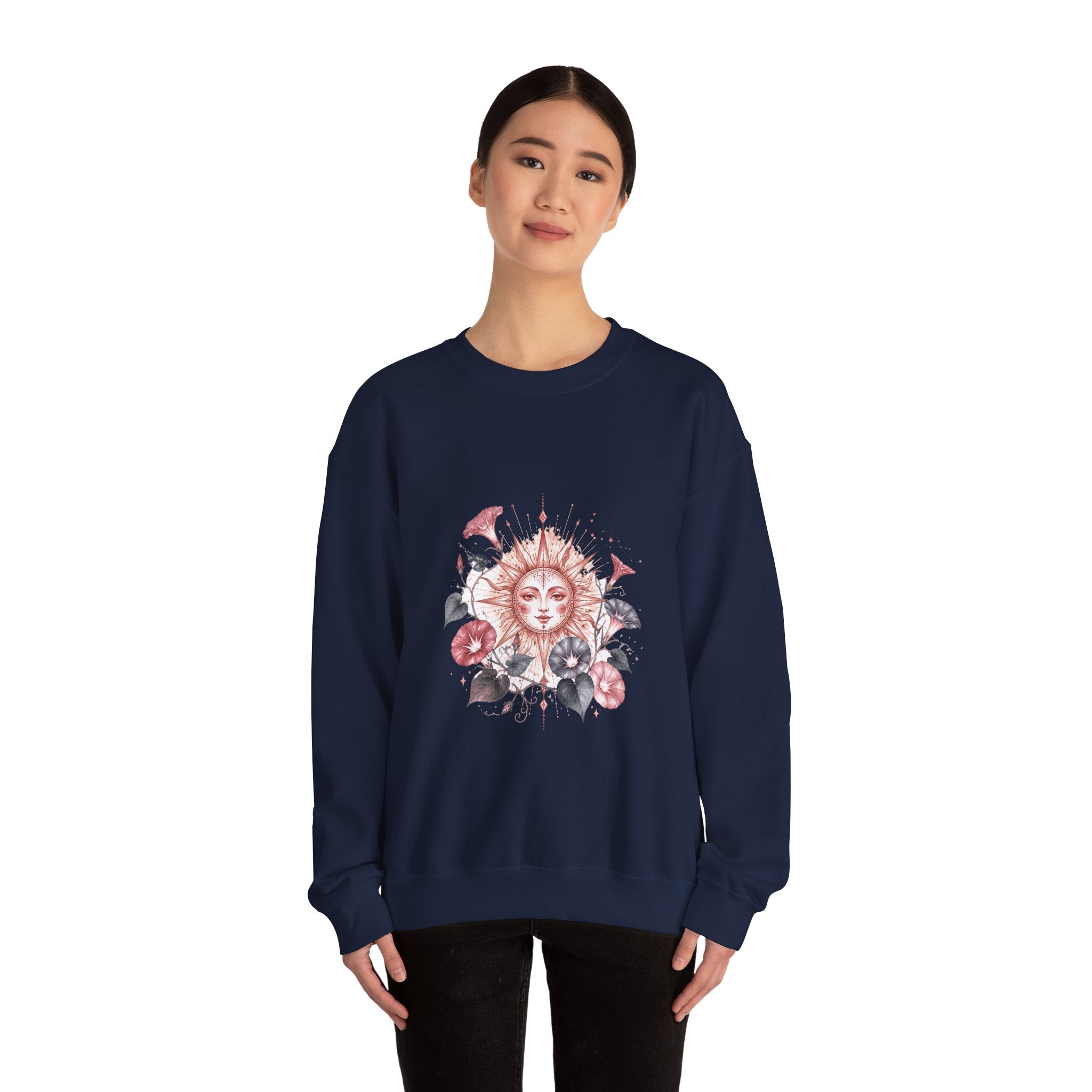 Matching Couple Sweatshirt - Sun & Moon Matching Couple Crewneck Sweatshirt Watercolor Art His Hers Engagement Gift - Design B