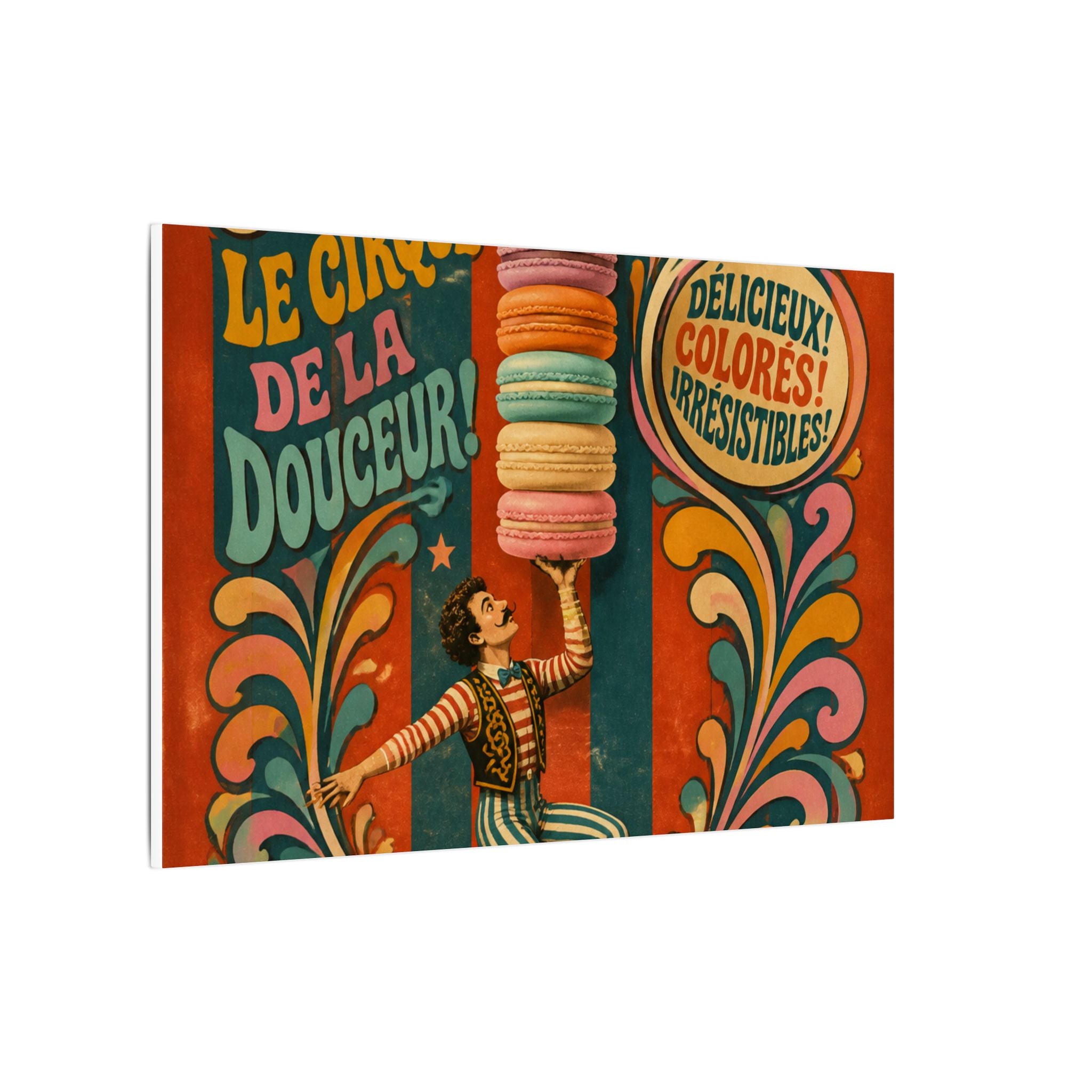 Macaron Balancing Tower Wall Art Canvas 24×36 Psychedelic Dining Room Decor Maximalist Print