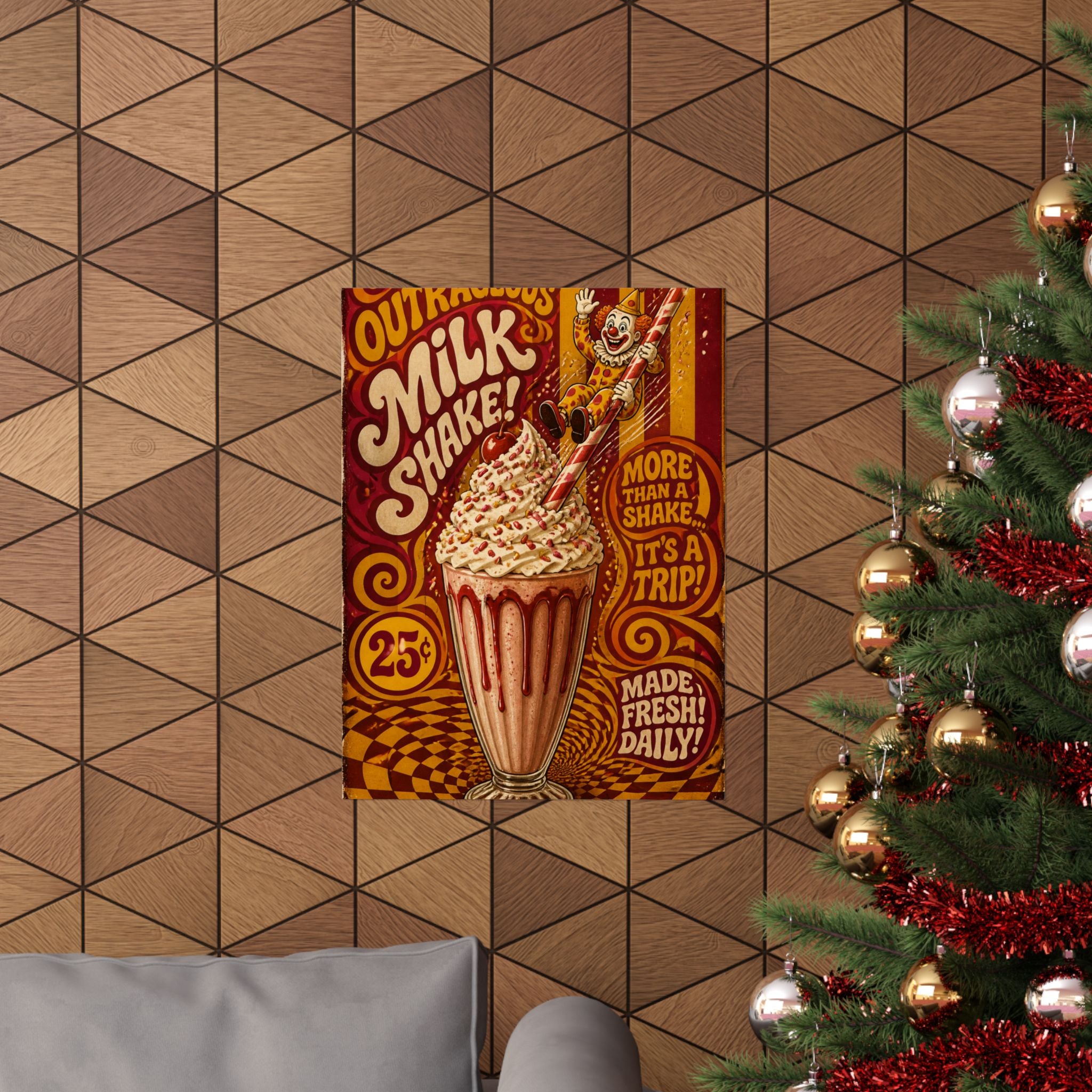 Milkshake Slide Clown Wall Art Poster 24×36 Psychedelic Dining Room Decor Maximalist Print