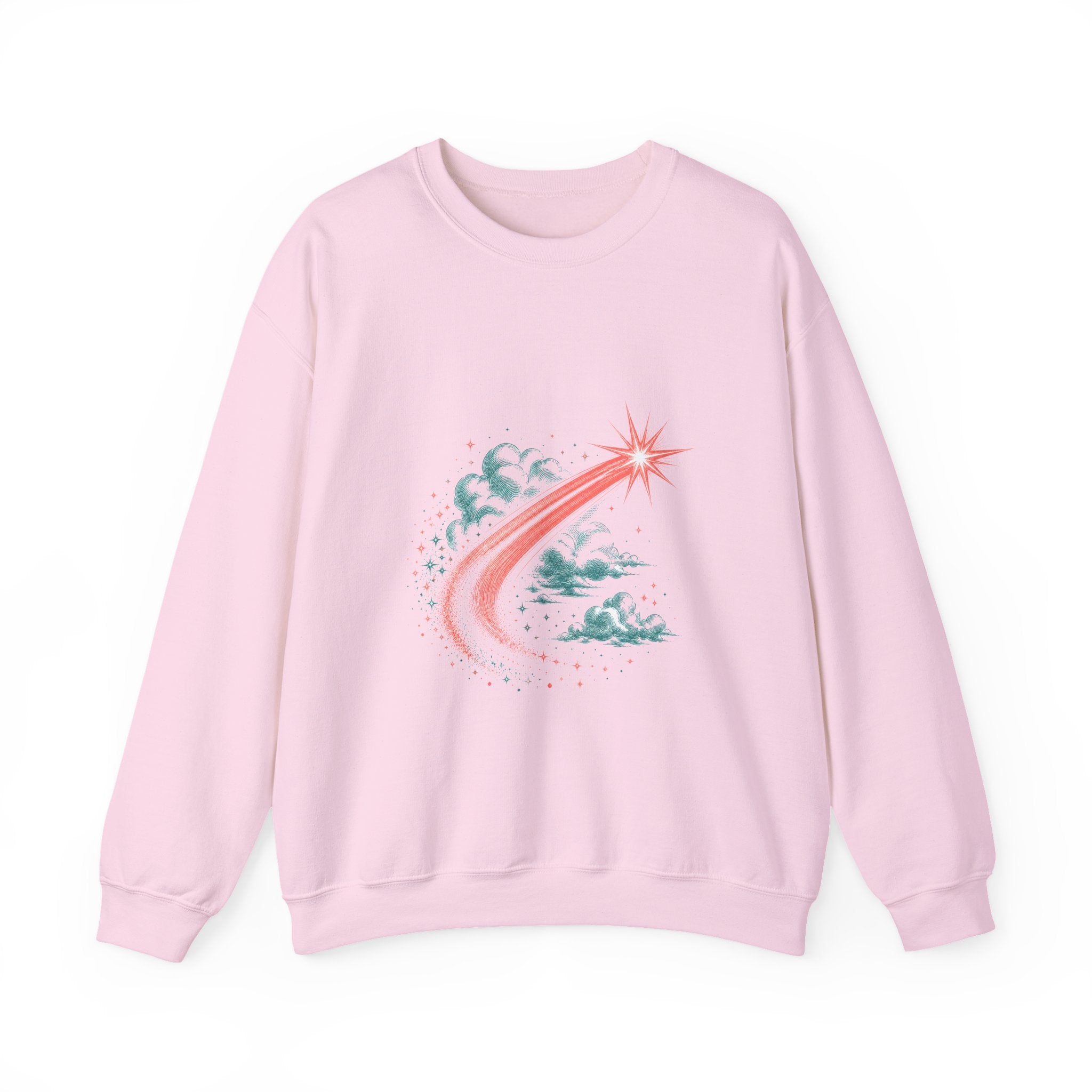 Matching Couple Sweatshirt - Shooting Star & North Star Matching Couple Premium Fleece Sweatshirt Vintage Art His Hers Honeymoon Gift - Design A