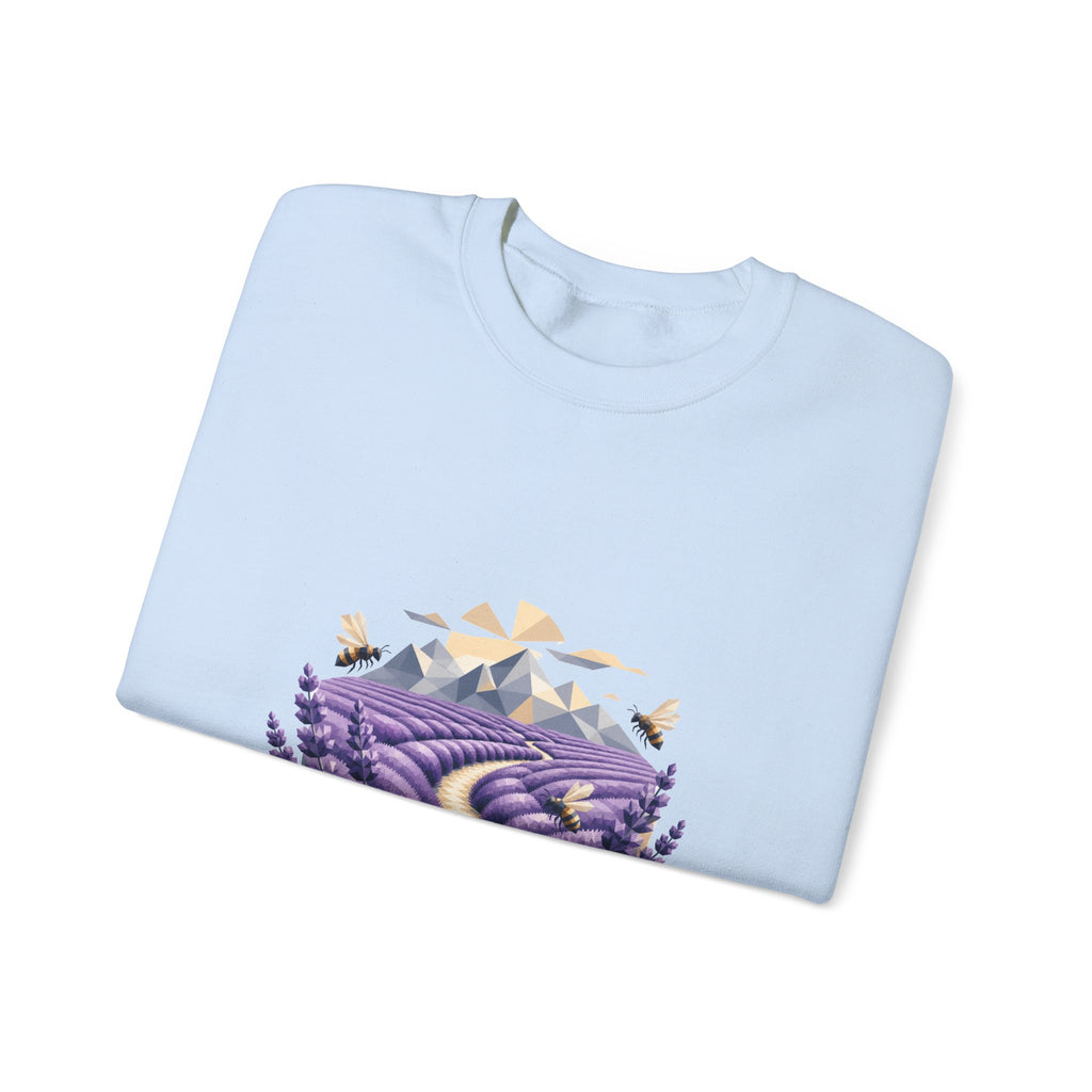 Matching Couple Sweatshirt - Lavender Fields & Canyon Matching Couple Crewneck Sweatshirt Geometric Art His Hers Couple Gift - Design A