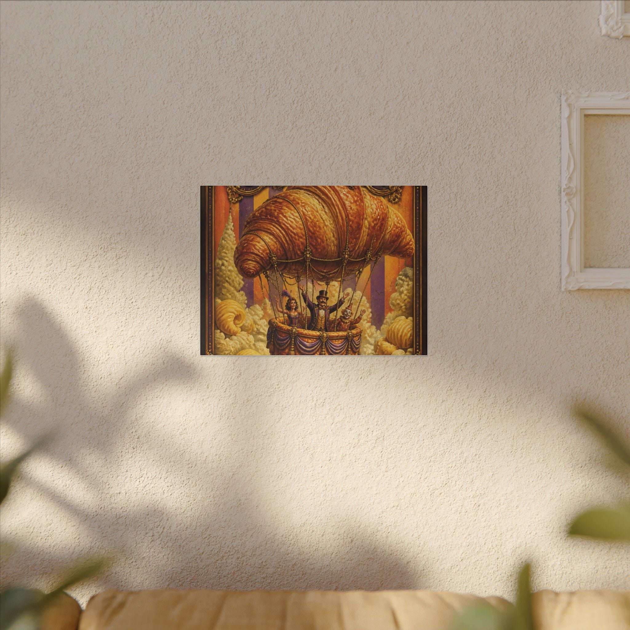 Croissant Hot Air Balloon Wall Art Canvas 16×20 Baroque Home Office Decor Maximalist Print