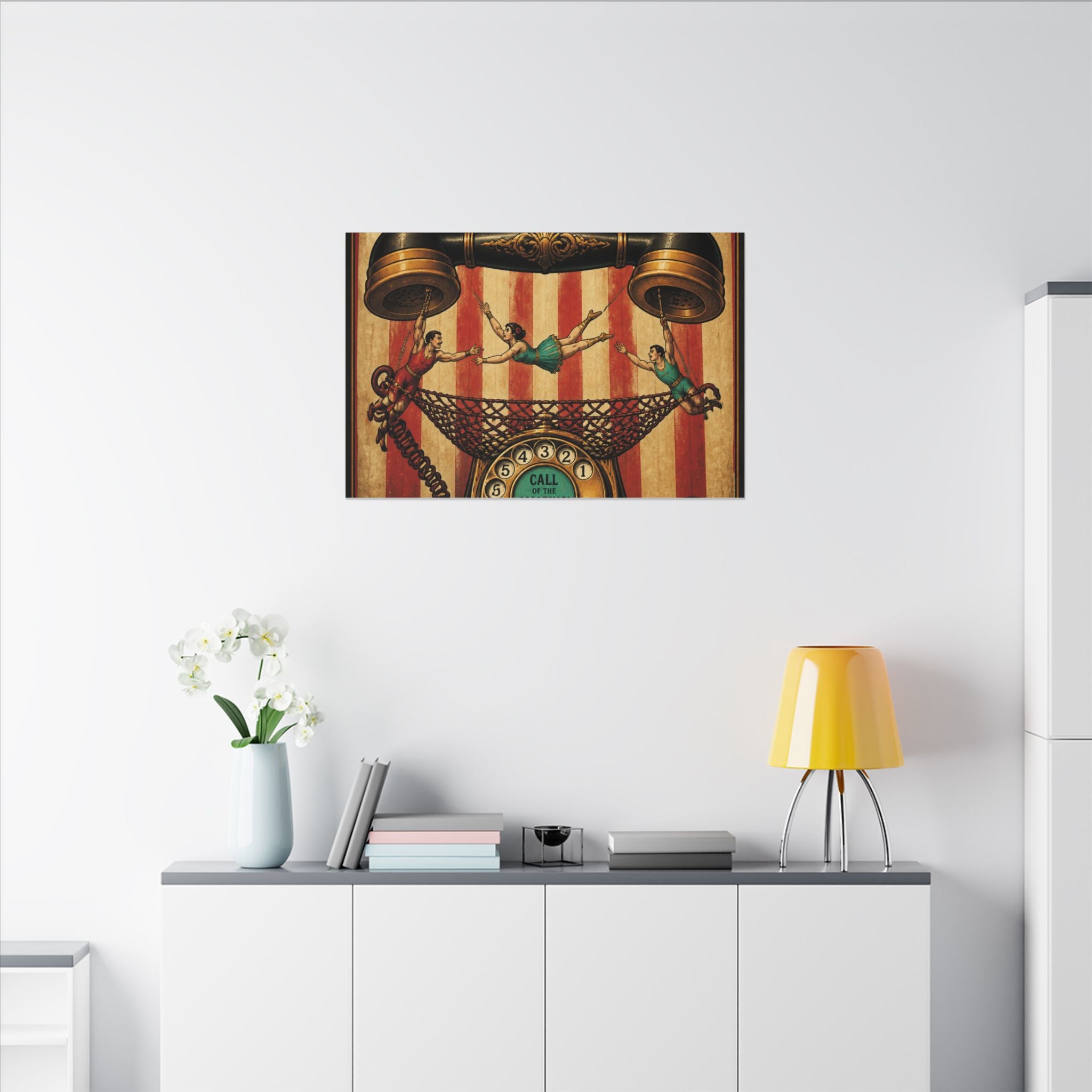 Vintage Telephone Booth Wall Art Canvas 24×36 Vintage Circus Bedroom Decor Maximalist Print