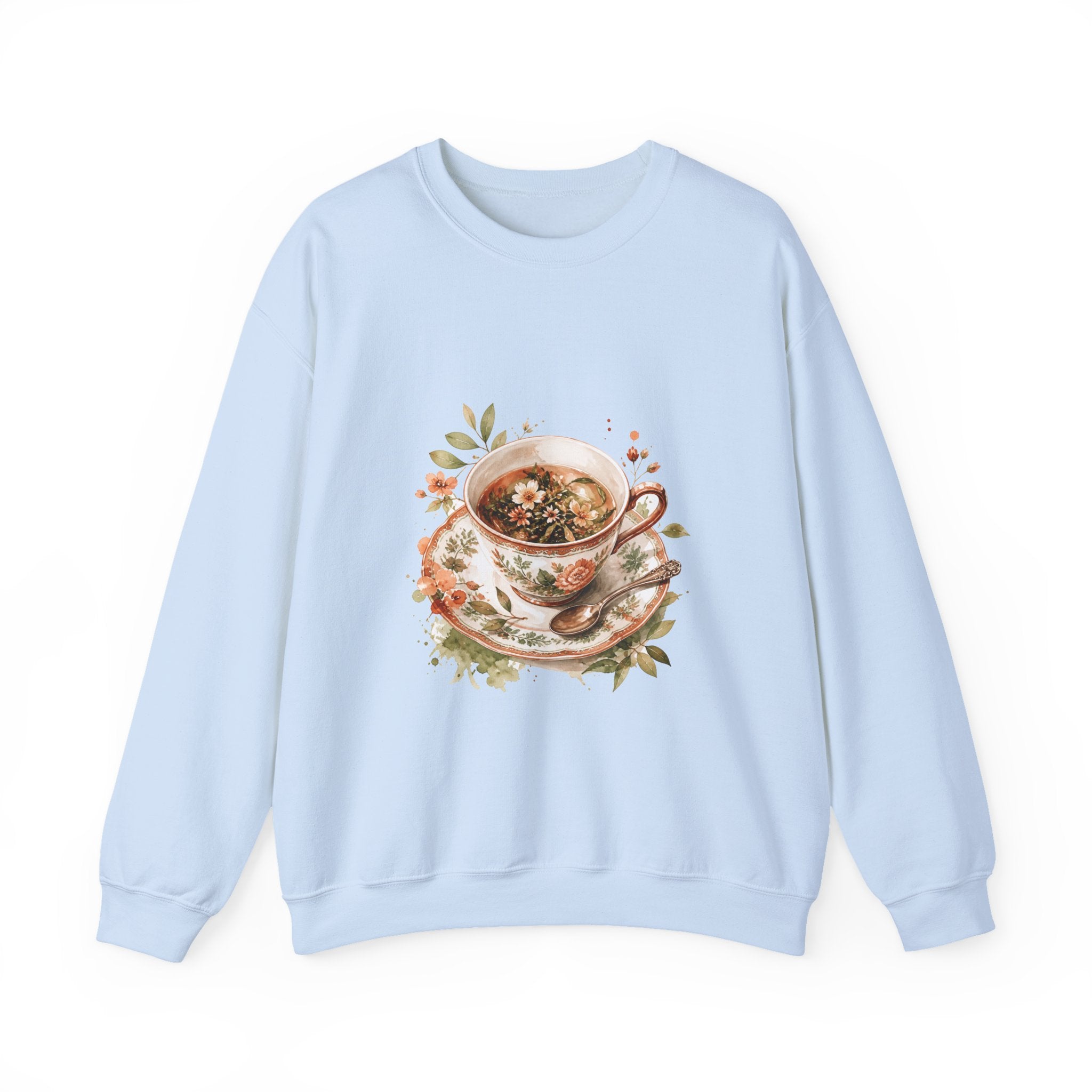 Matching Couple Sweatshirt - Coffee & Tea Matching Couple Crewneck Sweatshirt Watercolor Art His Hers Engagement Gift - Design B