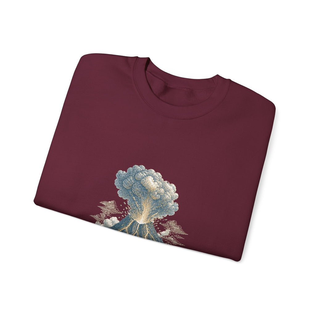 Matching Couple Sweatshirt - Volcano & Glacier Matching Couple Premium Fleece Sweatshirt Vintage Art His Hers Honeymoon Gift - Design A