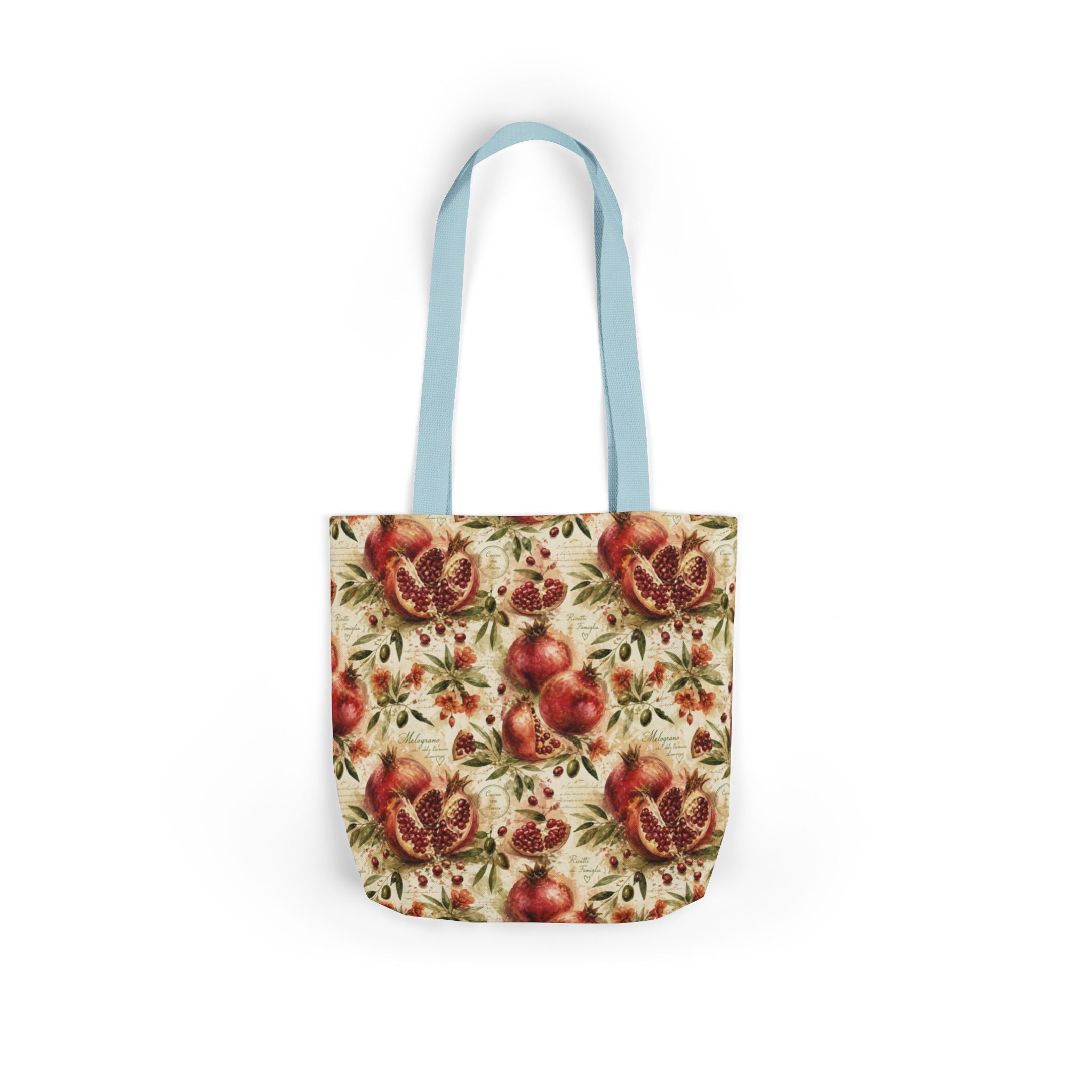 Split Pomegranates Canvas Tote Bag Mediterranean Kitchen Watercolor Splash Design Italian Cottagecore Gift