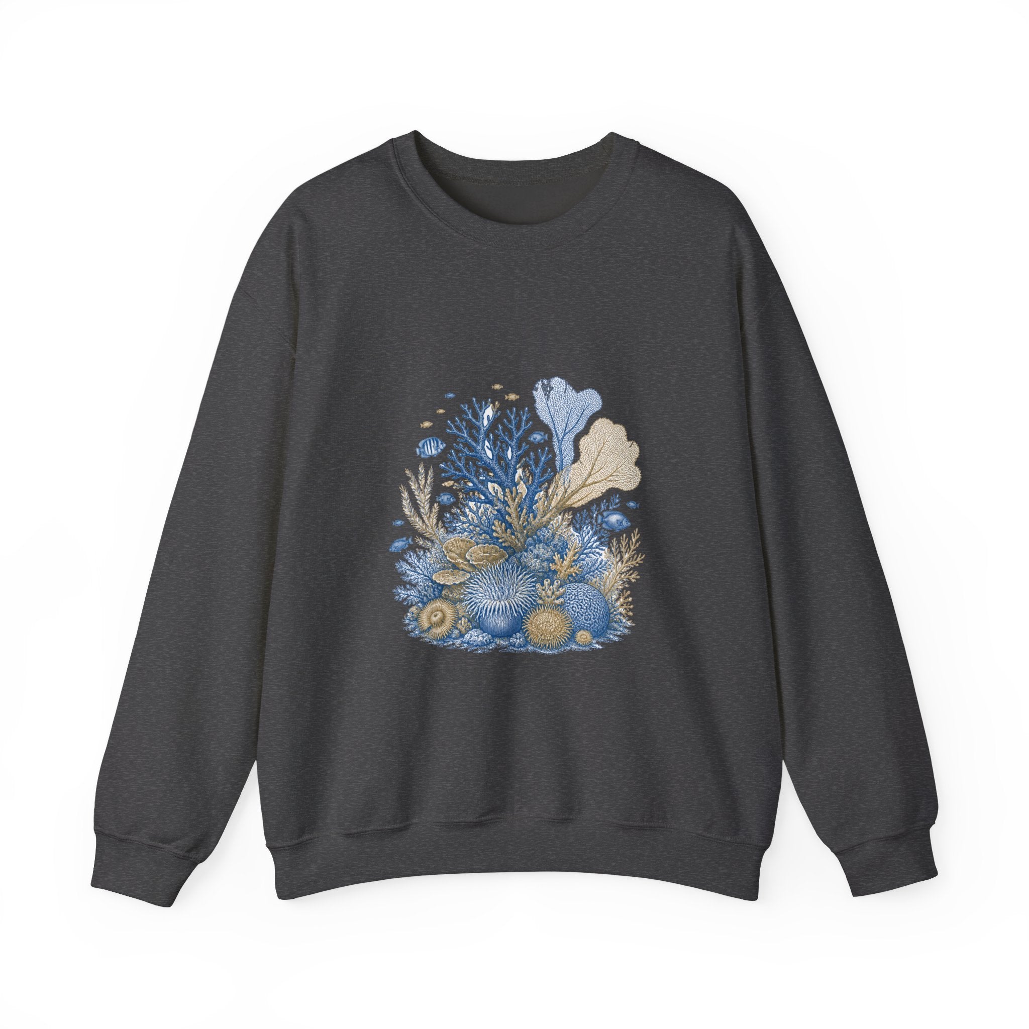 Matching Couple Sweatshirt - Coral Reef & Deep Sea Matching Couple Crewneck Sweatshirt Vintage Art His Hers Wedding Gift - Design A