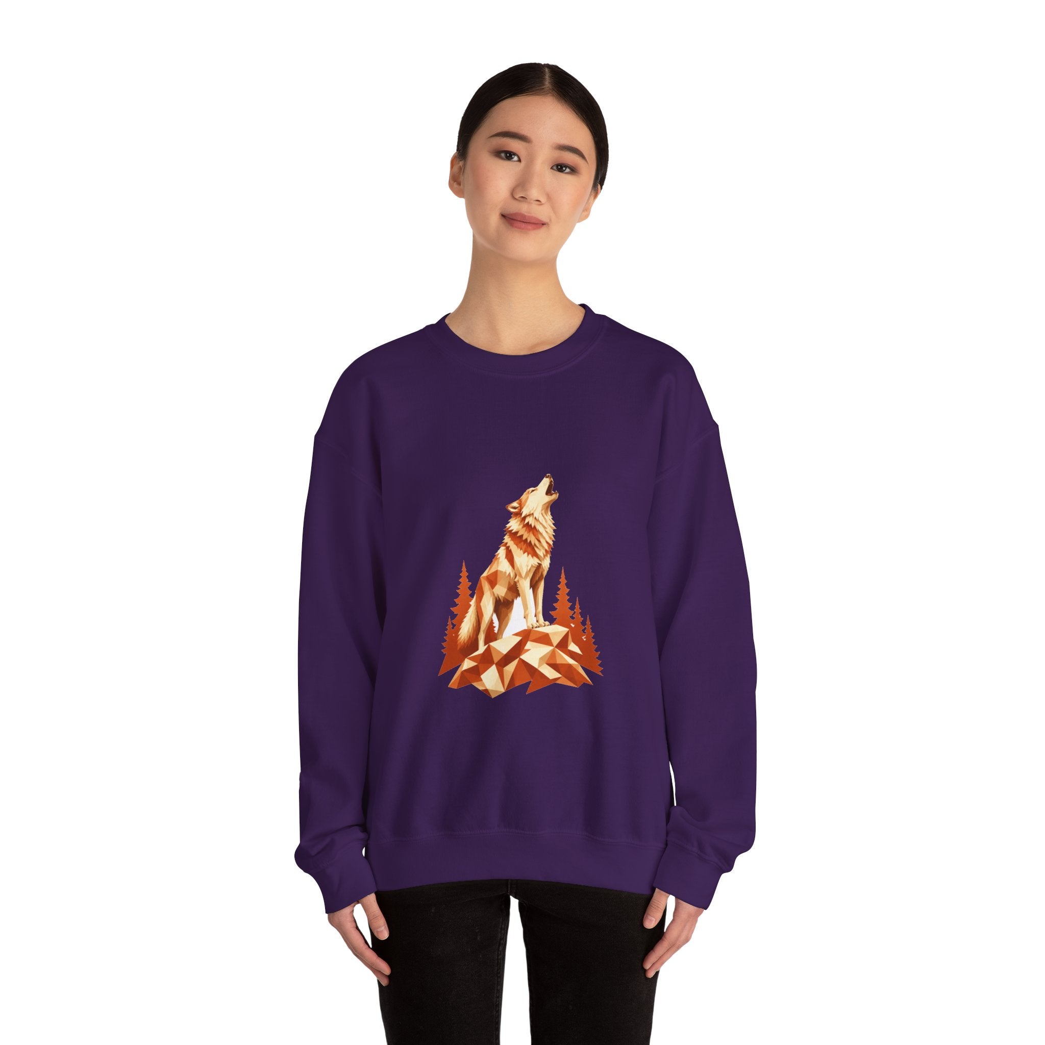 Matching Couple Sweatshirt - Wolf & Dove Matching Couple Crewneck Sweatshirt Geometric Art His Hers Couple Gift - Design A