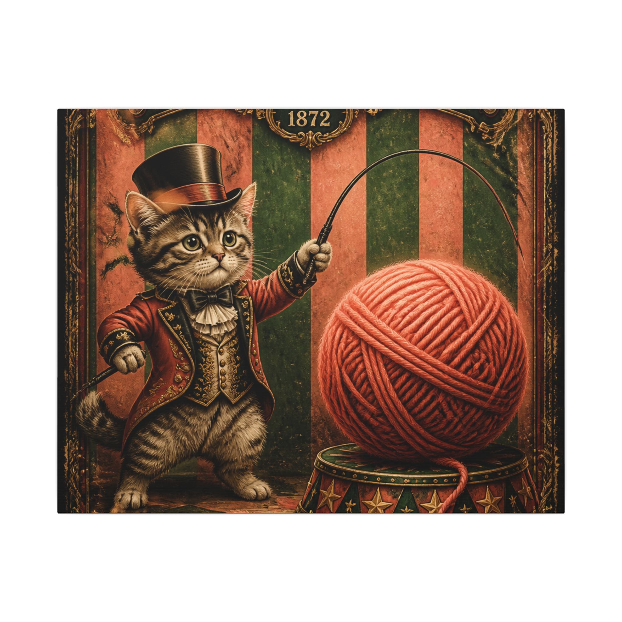 Cat Lion Tamer Wall Art Canvas 16×20 Baroque Home Office Decor Maximalist Print