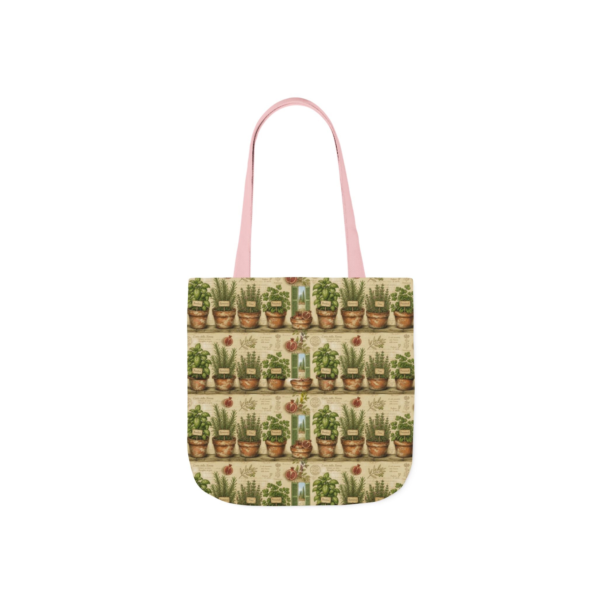 Terracotta Herb Pots Canvas Tote Bag Mediterranean Kitchen Botanical Design Italian Cottagecore Gift