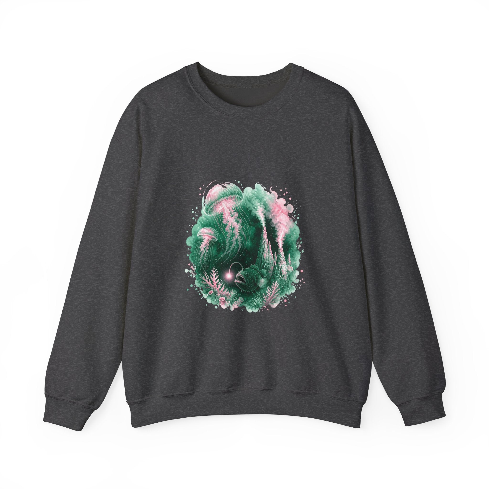 Matching Couple Sweatshirt - Coral Reef & Deep Sea Matching Couple Crewneck Sweatshirt Watercolor Art His Hers Engagement Gift - Design B