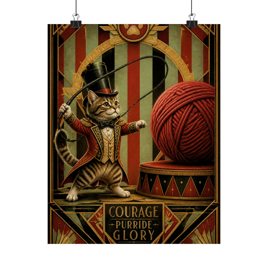 Cat Lion Tamer Wall Art Poster 18×24 Art Deco Entryway Decor Maximalist Print