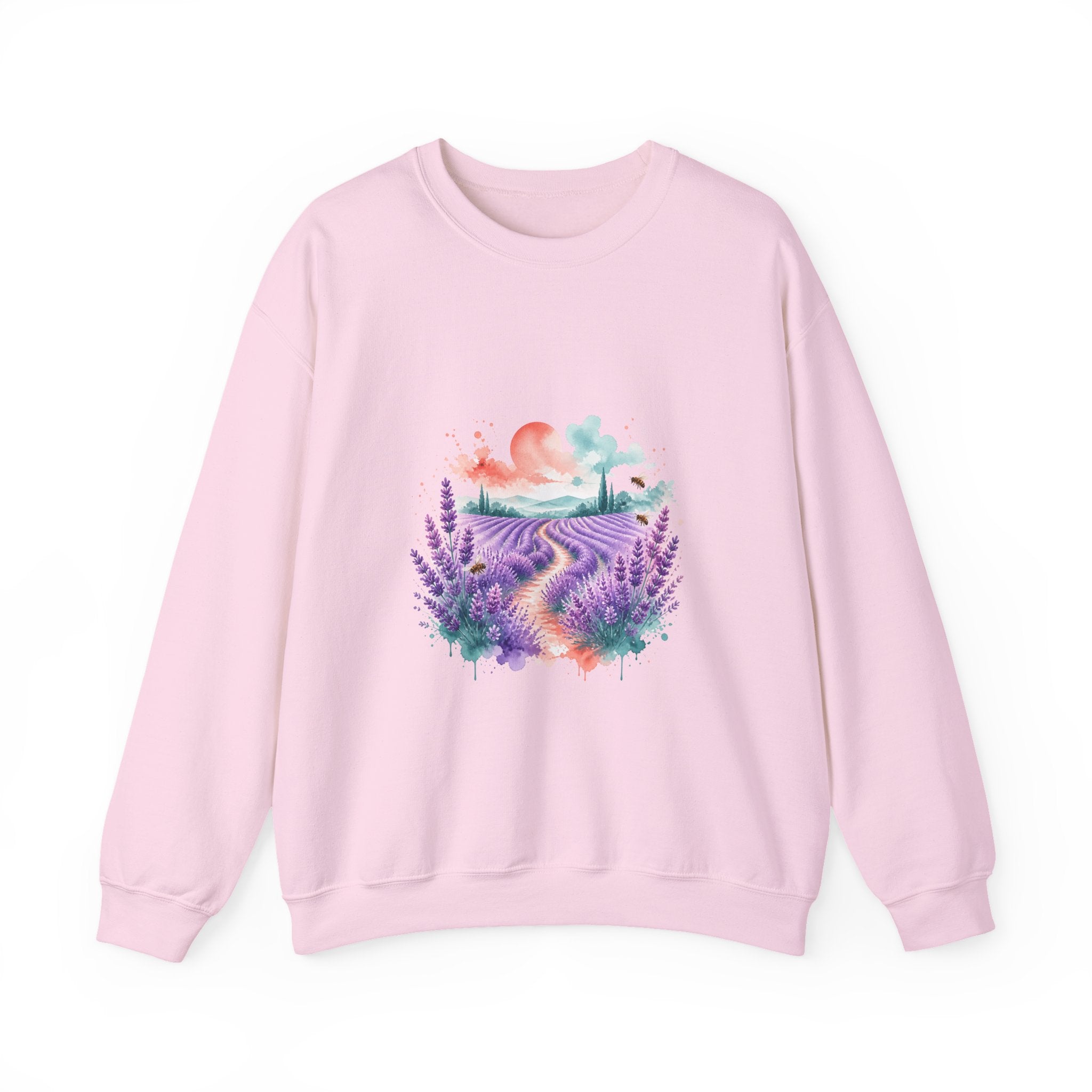 Matching Couple Sweatshirt - Lavender Fields & Canyon Matching Couple Comfort Colors Crew Watercolor Art His Hers Birthday Gift - Design A