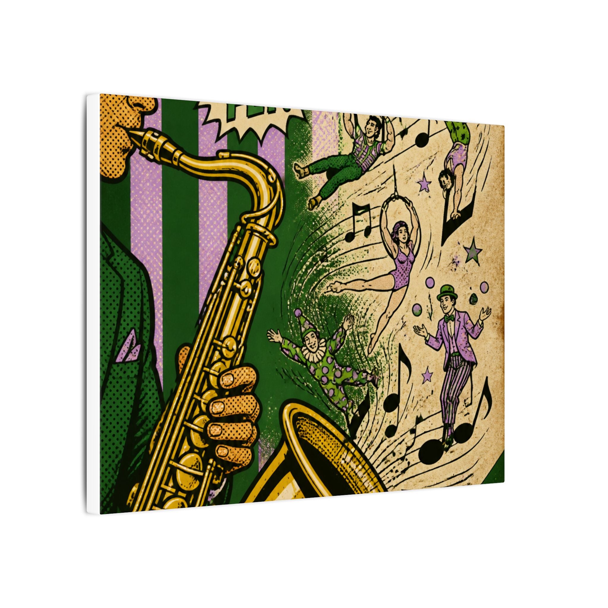Saxophone Music Circus Wall Art Canvas 24×36 Pop Art Restaurant Decor Maximalist Print