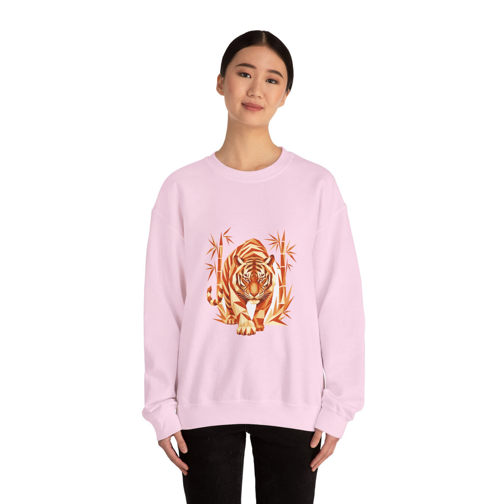 Matching Couple Sweatshirt - Tiger & Crane Matching Couple Premium Fleece Sweatshirt Geometric Art His Hers Love Gift - Design A