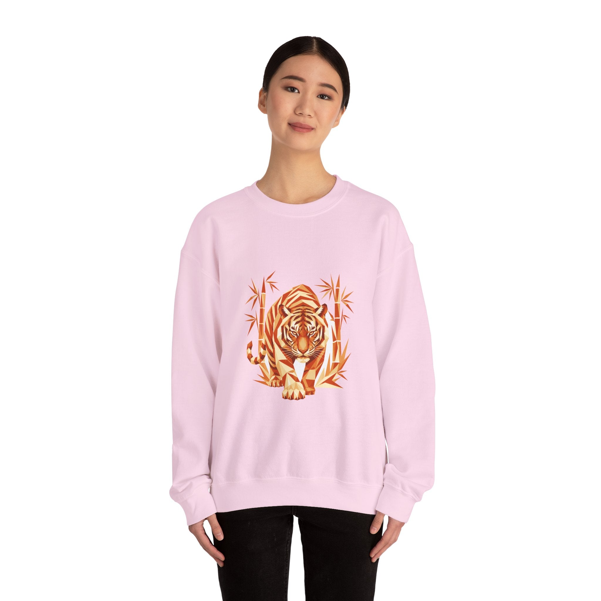 Matching Couple Sweatshirt - Tiger & Crane Matching Couple Premium Fleece Sweatshirt Geometric Art His Hers Love Gift - Design A