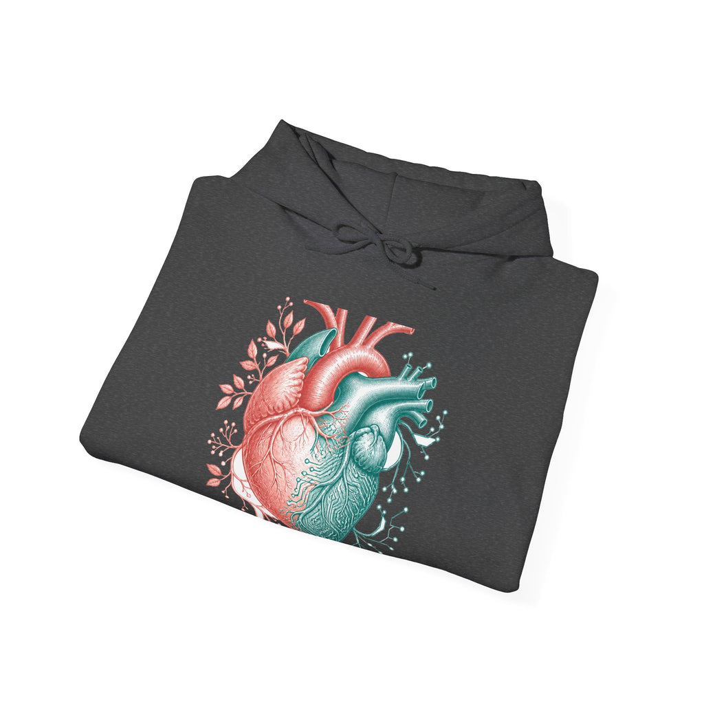 Matching Couple Sweatshirt - Robot & Heart Matching Couple Hooded Sweatshirt Vintage Art His Hers Wedding Gift - Design B