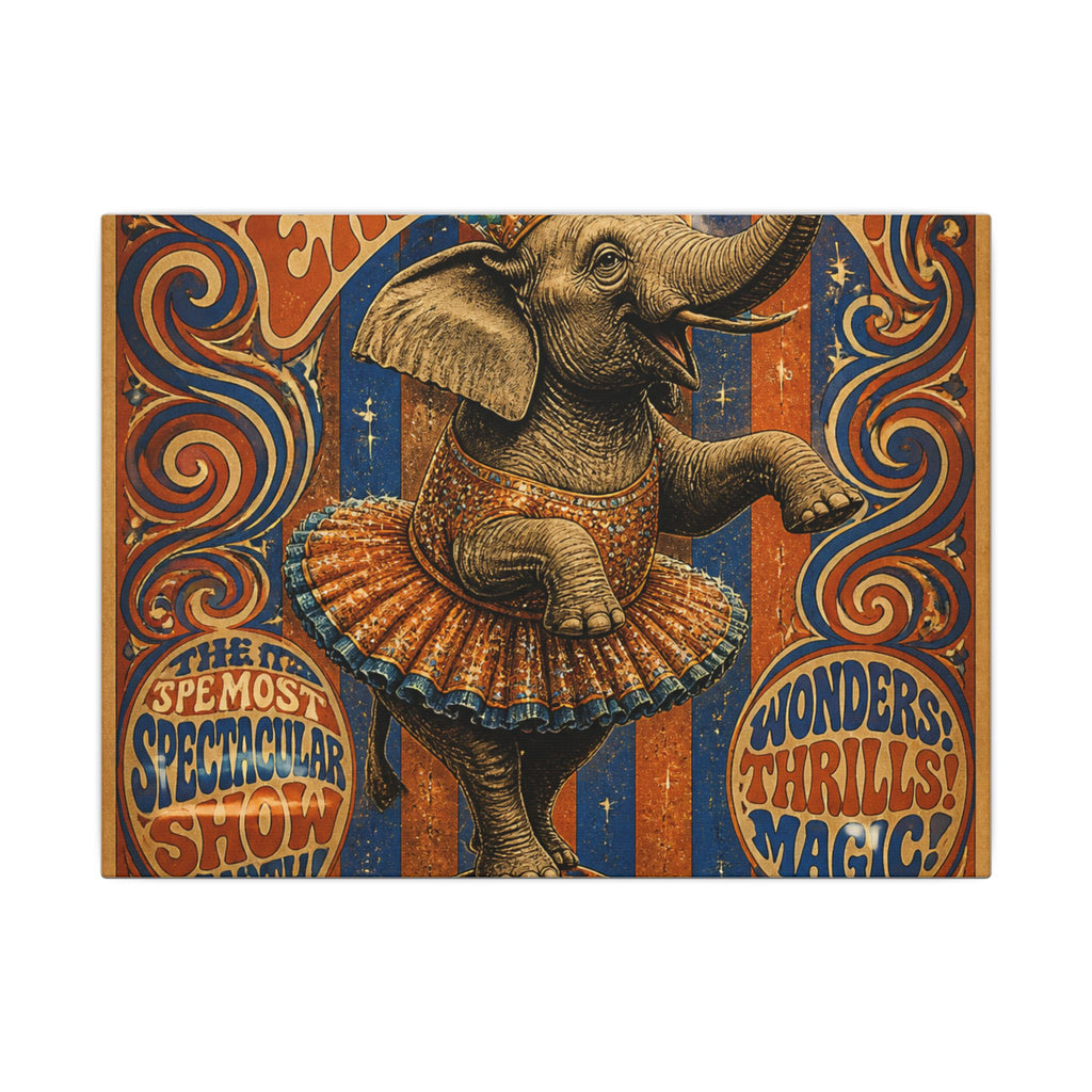 Elephant on Ball Wall Art Canvas 16×20 Psychedelic Cafe Decor Maximalist Print