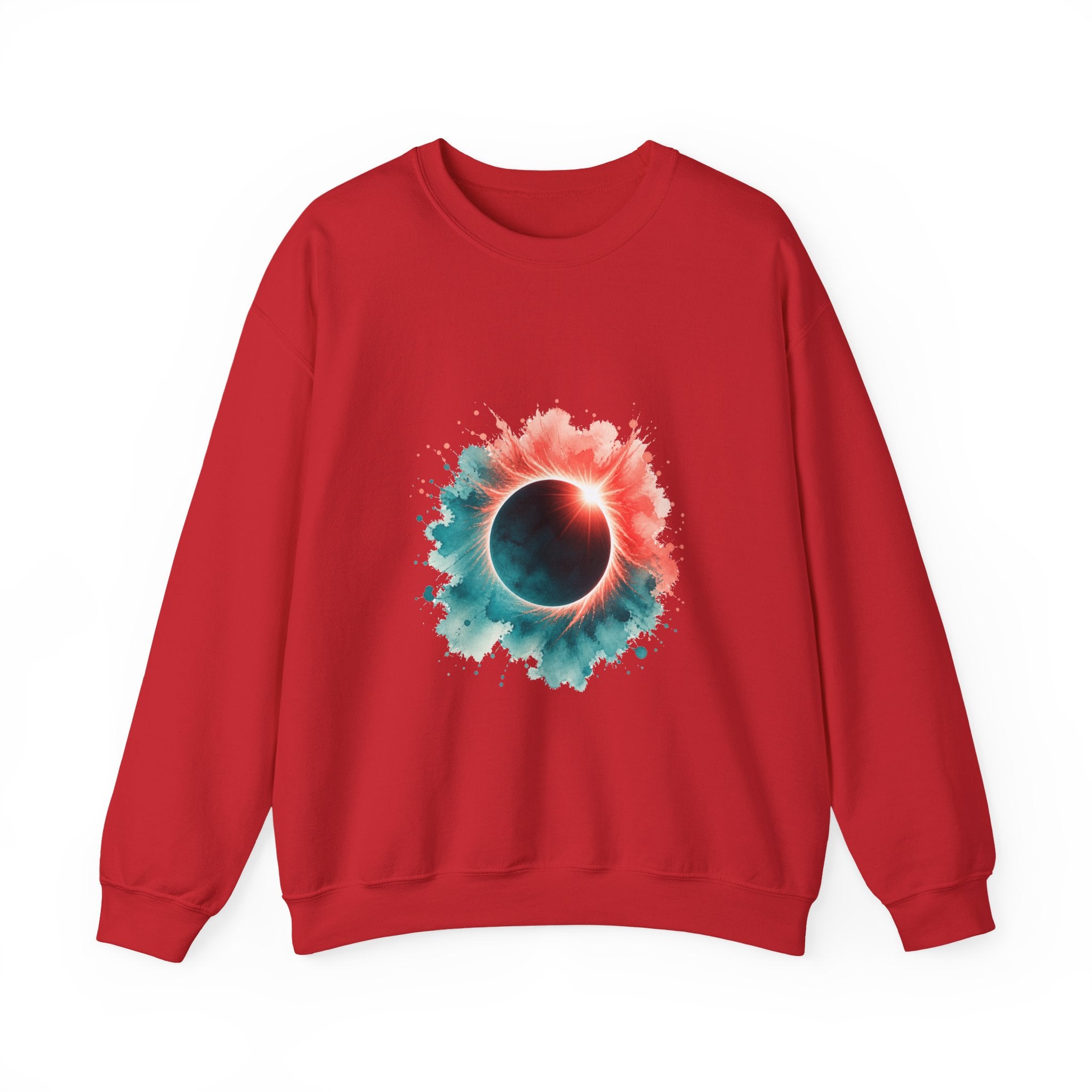 Matching Couple Sweatshirt - Solar & Lunar Eclipse Matching Couple Crewneck Sweatshirt Watercolor Art His Hers Engagement Gift - Design A