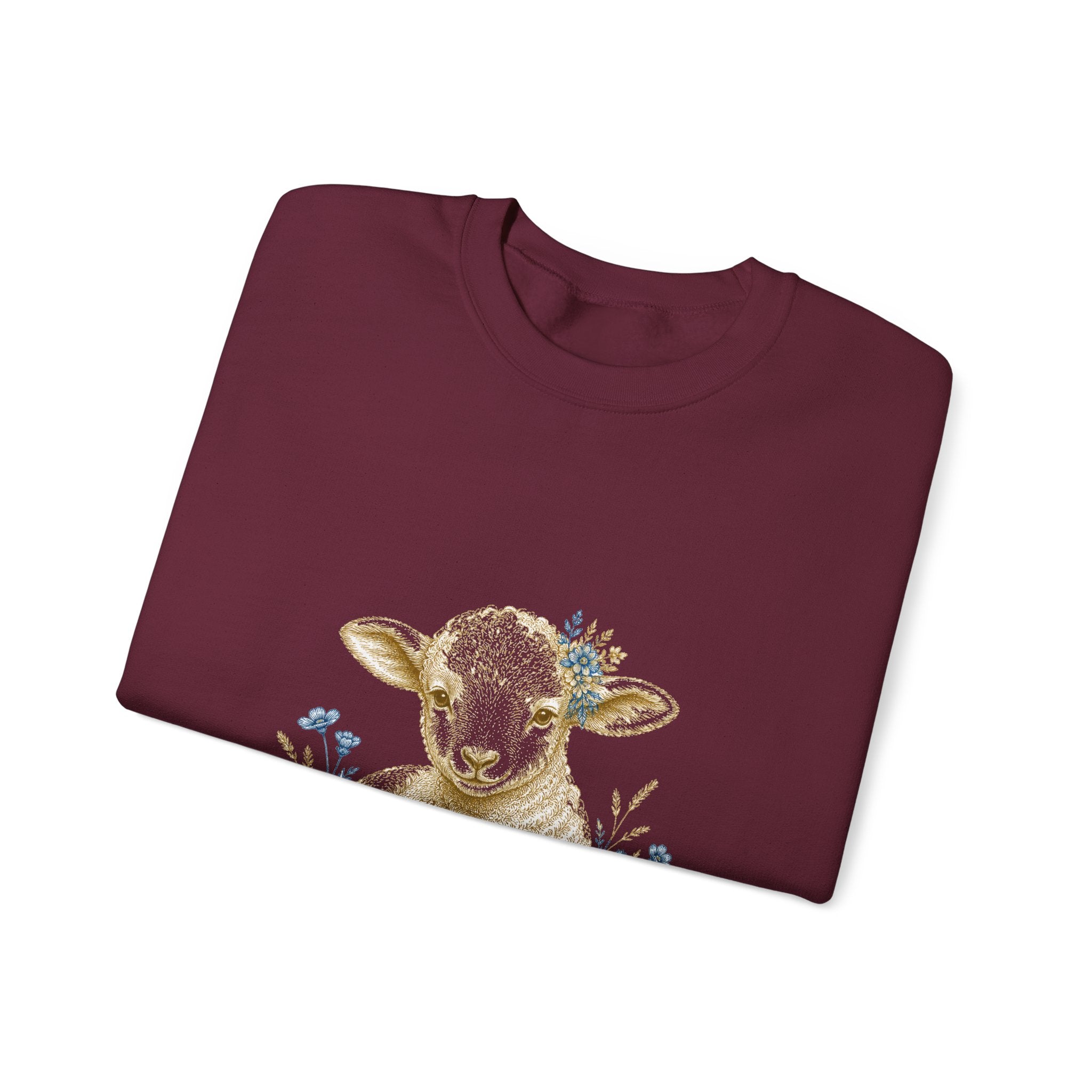 Matching Couple Sweatshirt - Lion & Lamb Matching Couple Premium Fleece Sweatshirt Vintage Art His Hers Honeymoon Gift - Design B