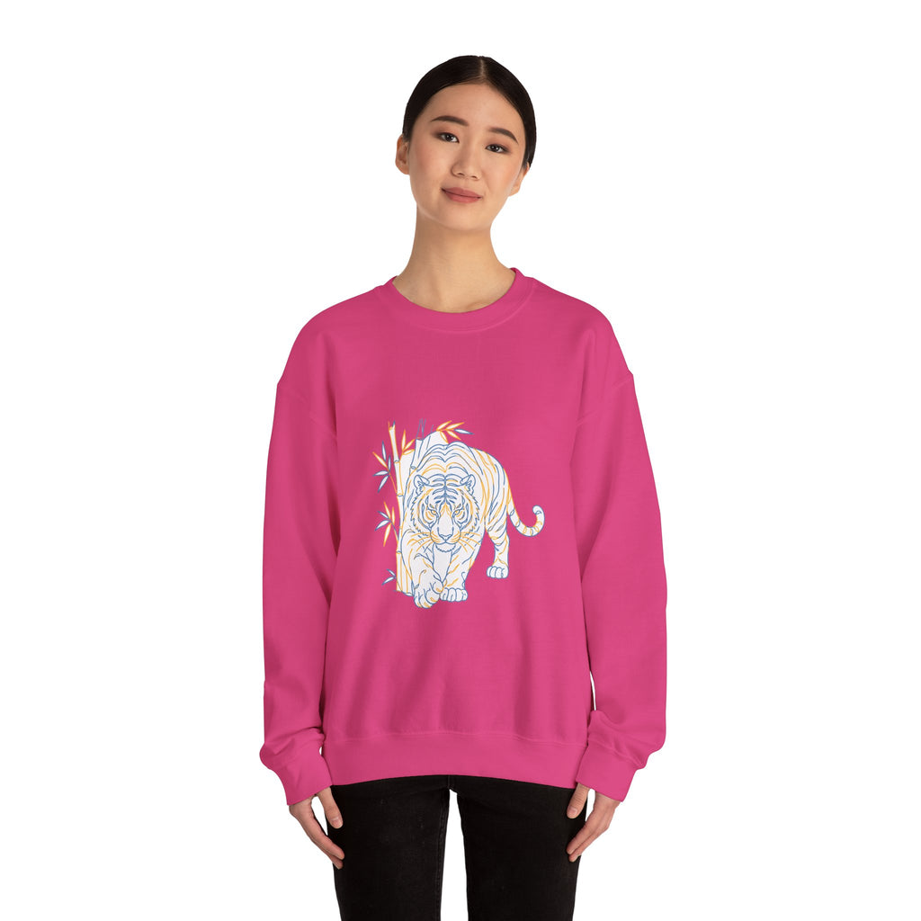 Matching Couple Sweatshirt - Tiger & Crane Matching Couple Premium Fleece Sweatshirt Minimalist Art His Hers Christmas Gift - Design A