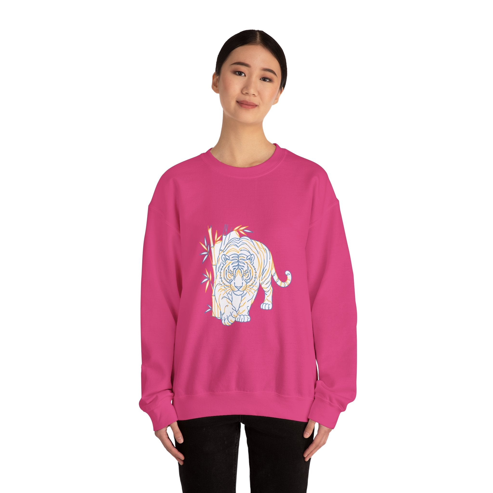 Matching Couple Sweatshirt - Tiger & Crane Matching Couple Premium Fleece Sweatshirt Minimalist Art His Hers Christmas Gift - Design A