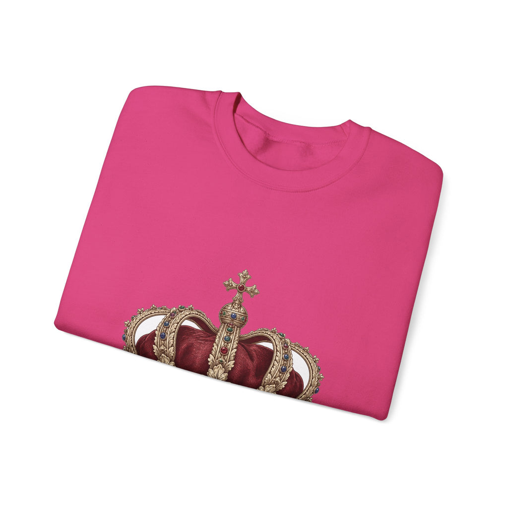 Matching Couple Sweatshirt - Crown & Shield Matching Couple Crewneck Sweatshirt Vintage Art His Hers Wedding Gift - Design A