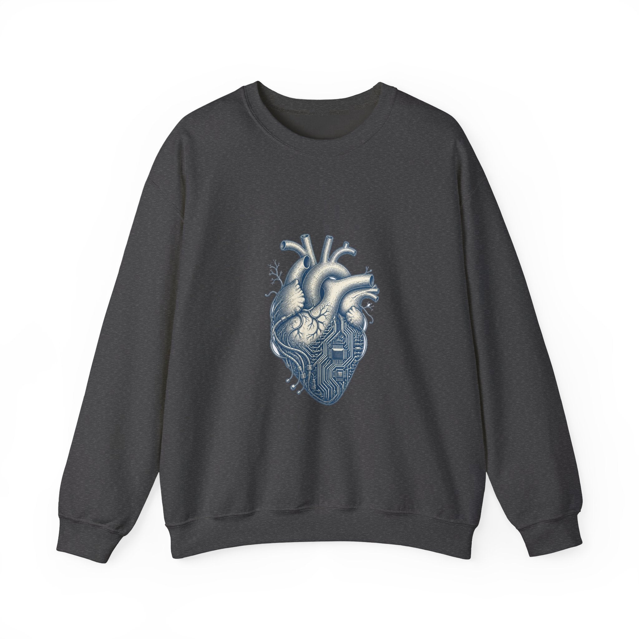 Matching Couple Sweatshirt - Robot & Heart Matching Couple Premium Fleece Sweatshirt Vintage Art His Hers Honeymoon Gift - Design B