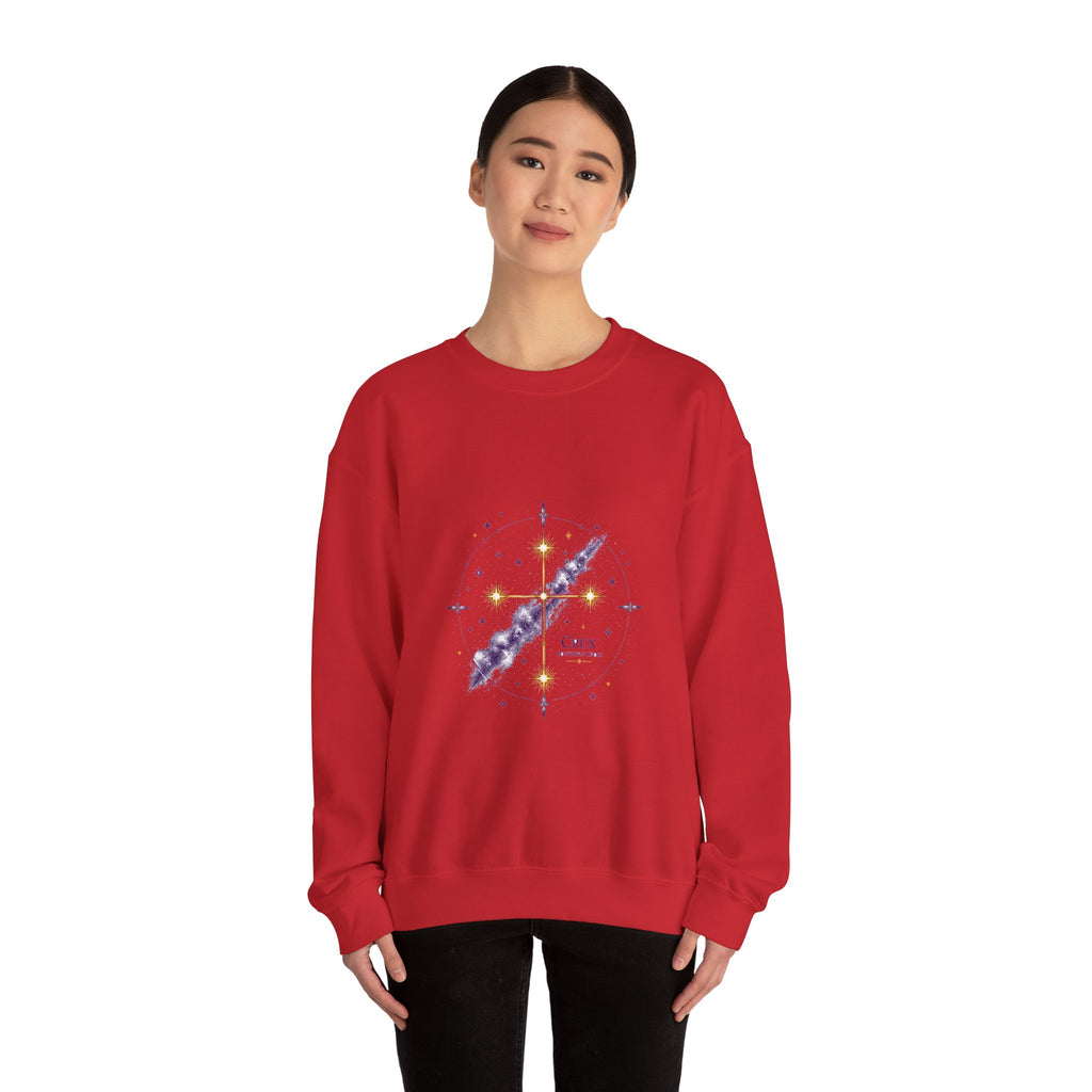 Matching Couple Sweatshirt - Aurora & Southern Cross Matching Couple Premium Fleece Sweatshirt Hand-Drawn Art His Hers Anniversary Gift - Design B