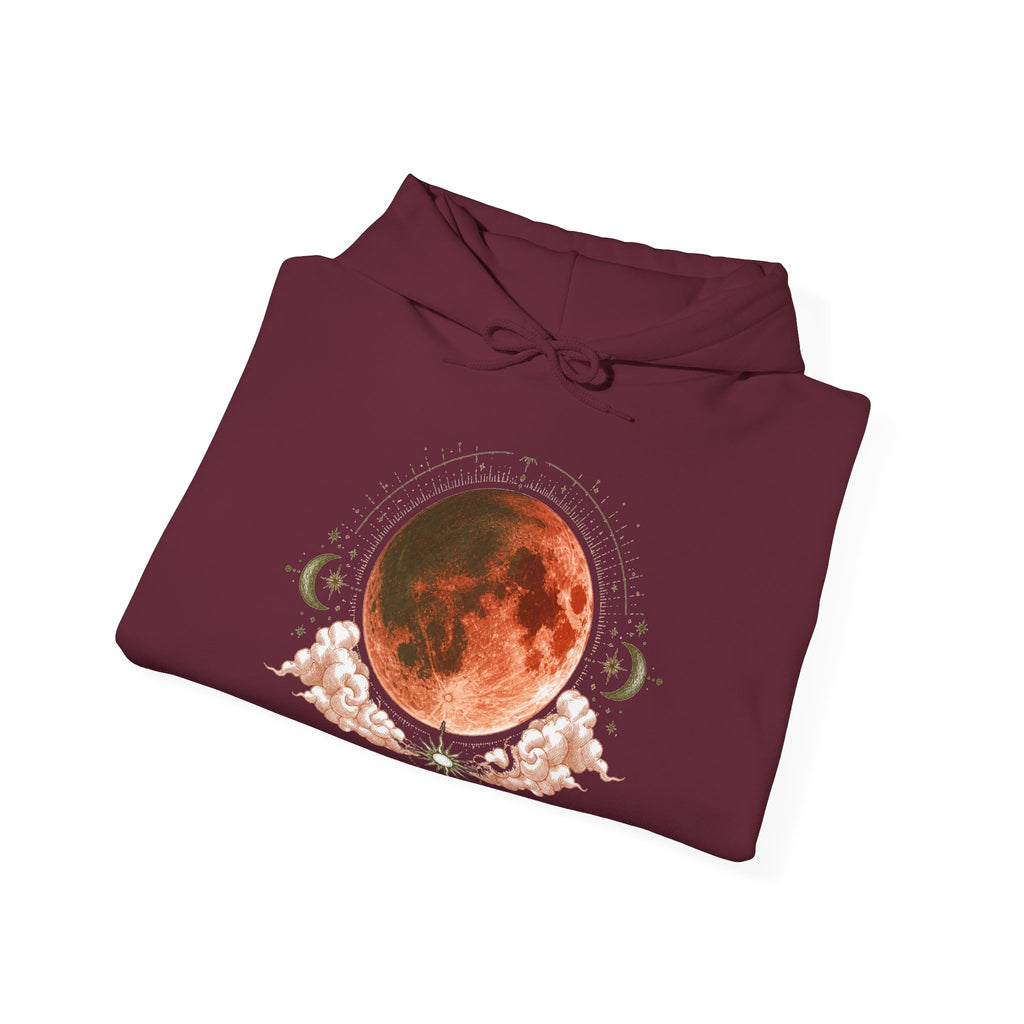 Matching Couple Sweatshirt - Solar & Lunar Eclipse Matching Couple Hooded Sweatshirt Hand-Drawn Art His Hers Best Friend Gift - Design B