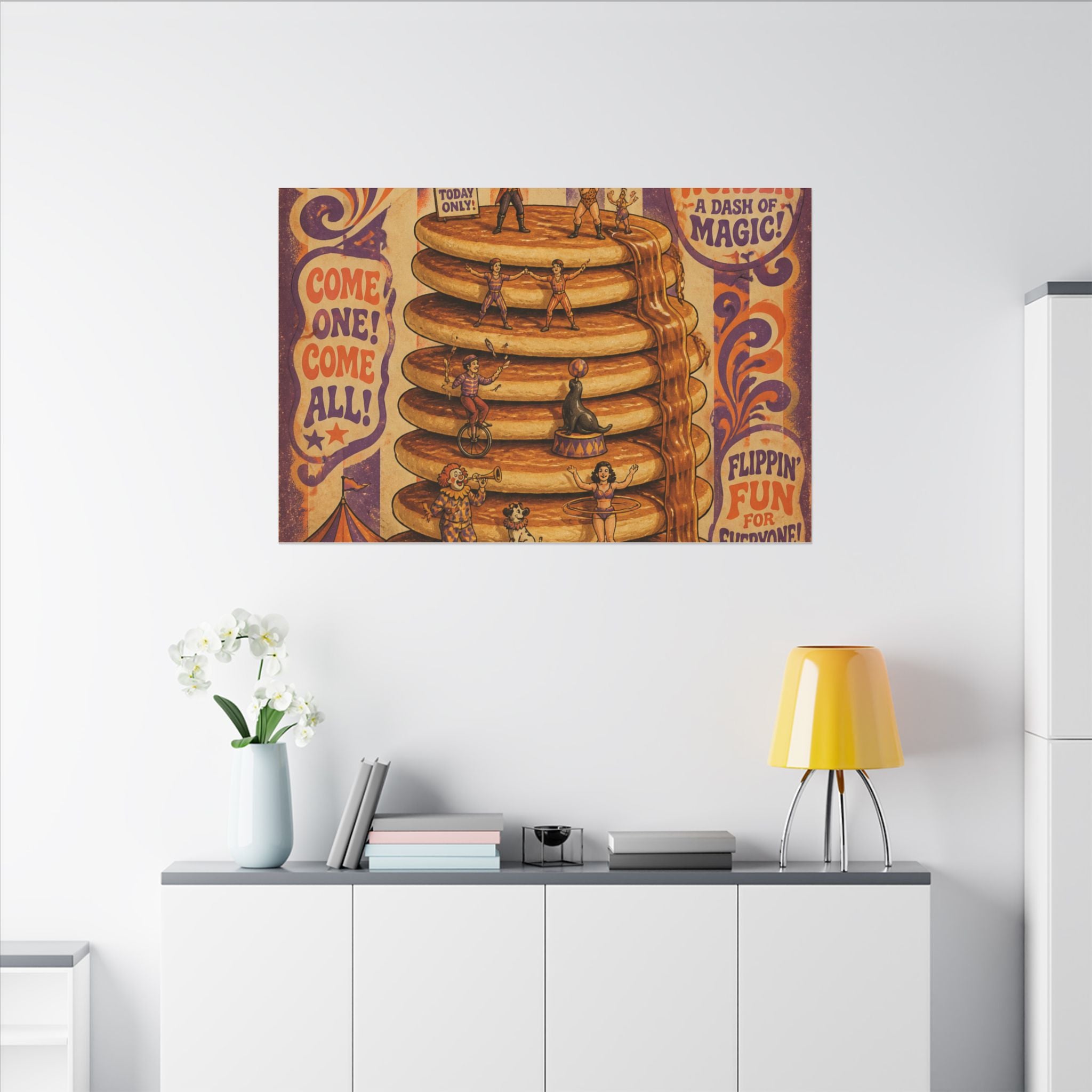 Pancake Stack Platform Wall Art Canvas 24×36 Psychedelic Dining Room Decor Maximalist Print