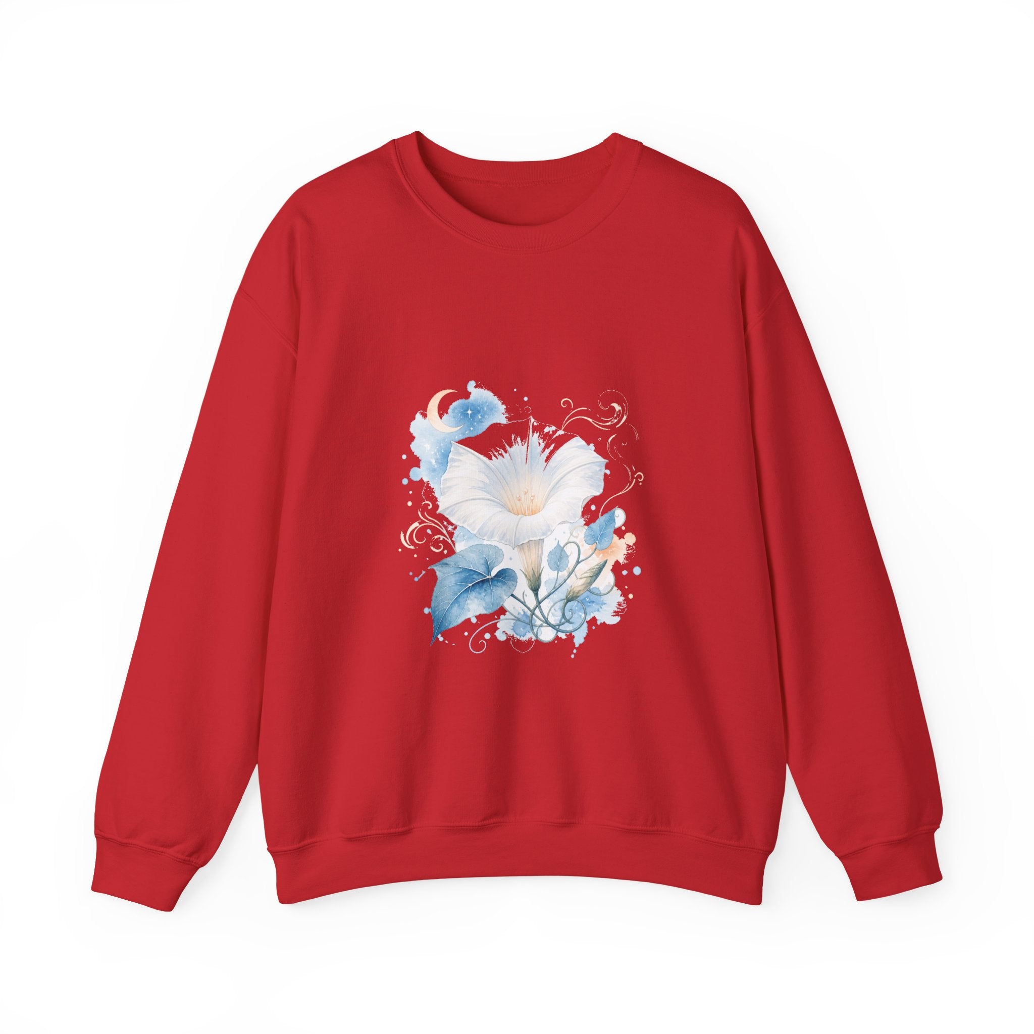 Matching Couple Sweatshirt - Sunflower & Moonflower Matching Couple Crewneck Sweatshirt Watercolor Art His Hers Engagement Gift - Design B