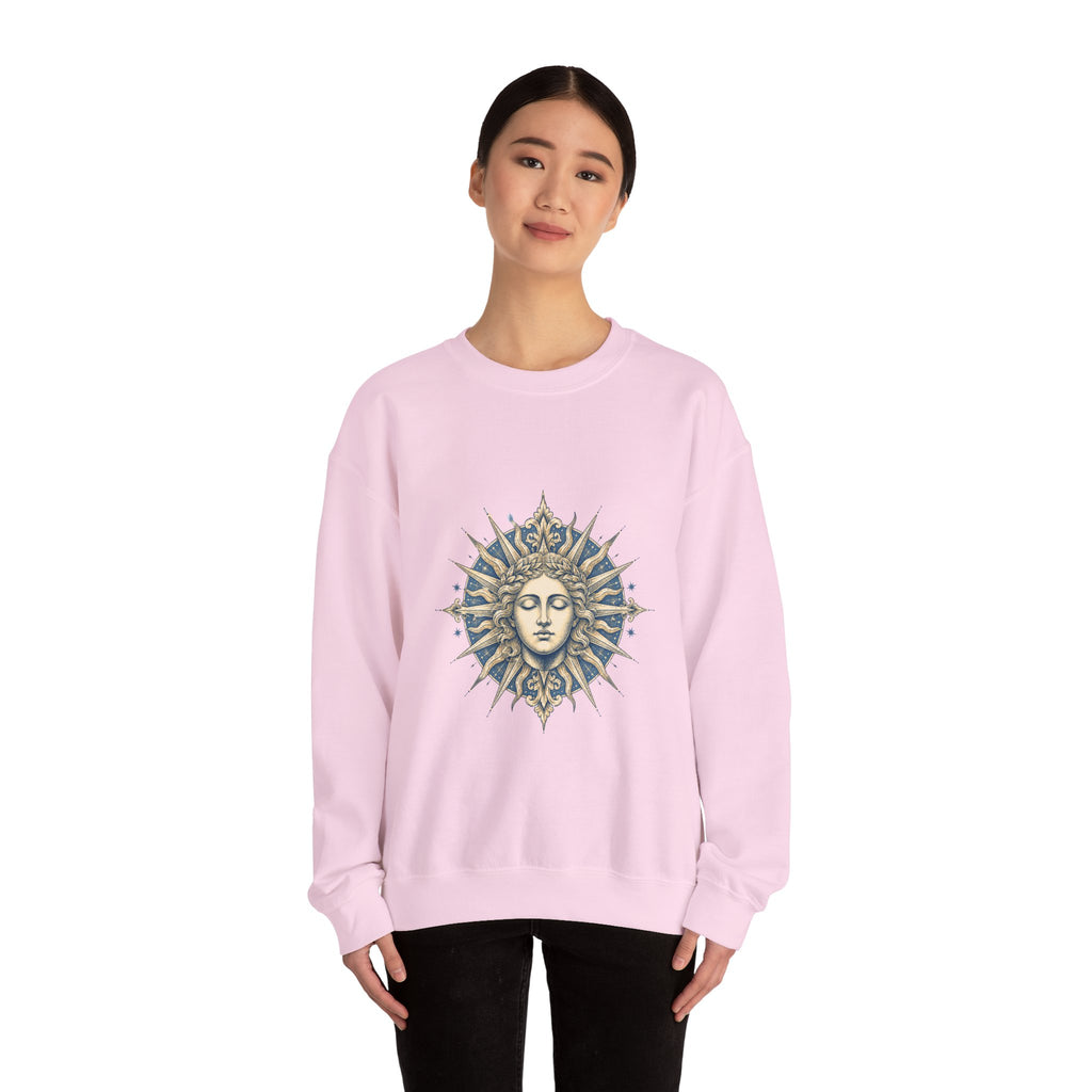 Matching Couple Sweatshirt - Helios & Selene Matching Couple Premium Fleece Sweatshirt Hand-Drawn Art His Hers Anniversary Gift - Design A