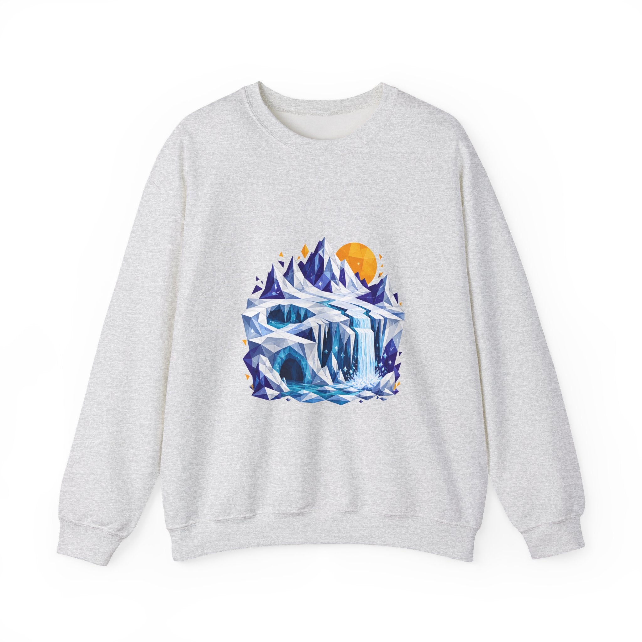 Matching Couple Sweatshirt - Volcano & Glacier Matching Couple Crewneck Sweatshirt Geometric Art His Hers Couple Gift - Design B