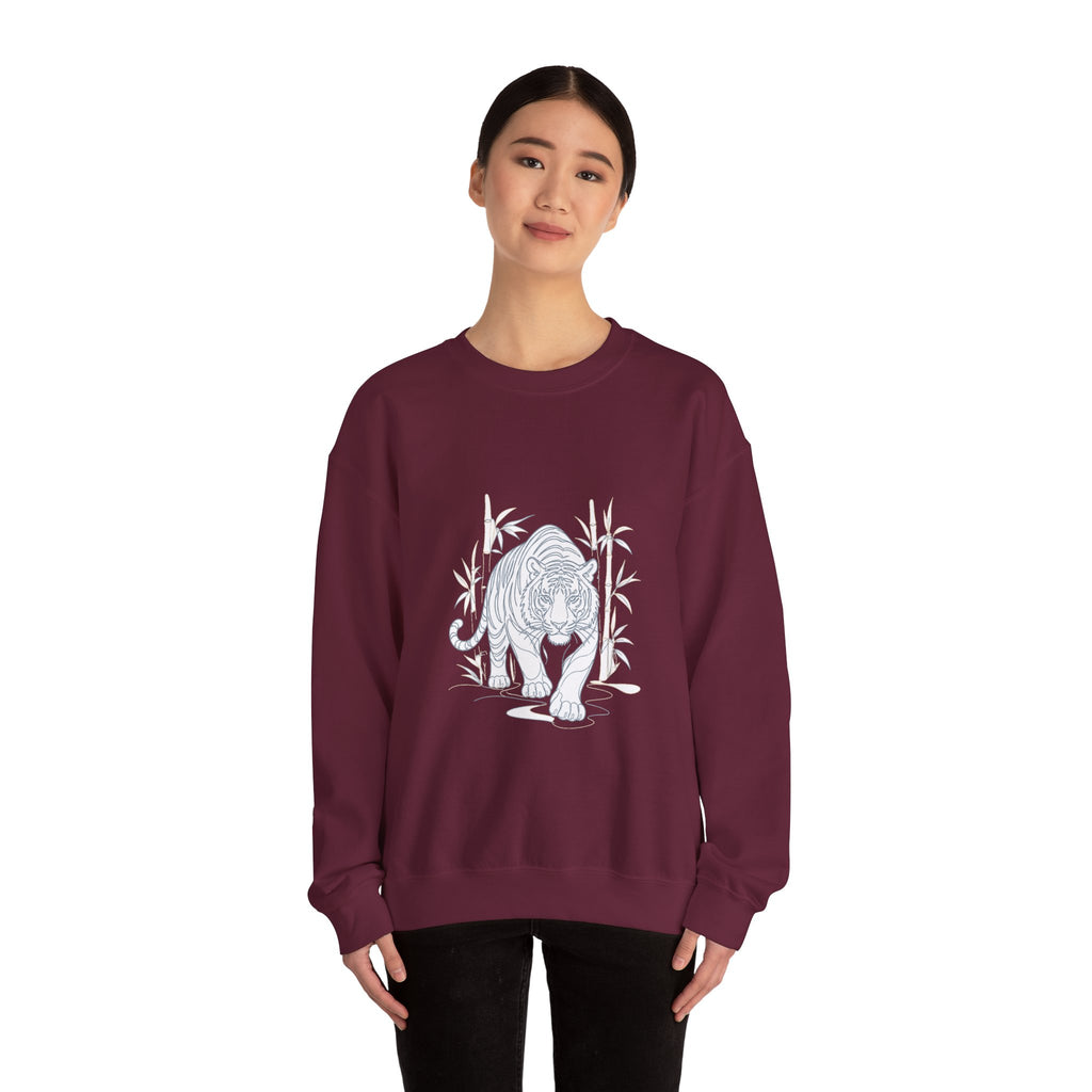 Matching Couple Sweatshirt - Tiger & Crane Matching Couple Crewneck Sweatshirt Minimalist Art His Hers Valentine Gift - Design A