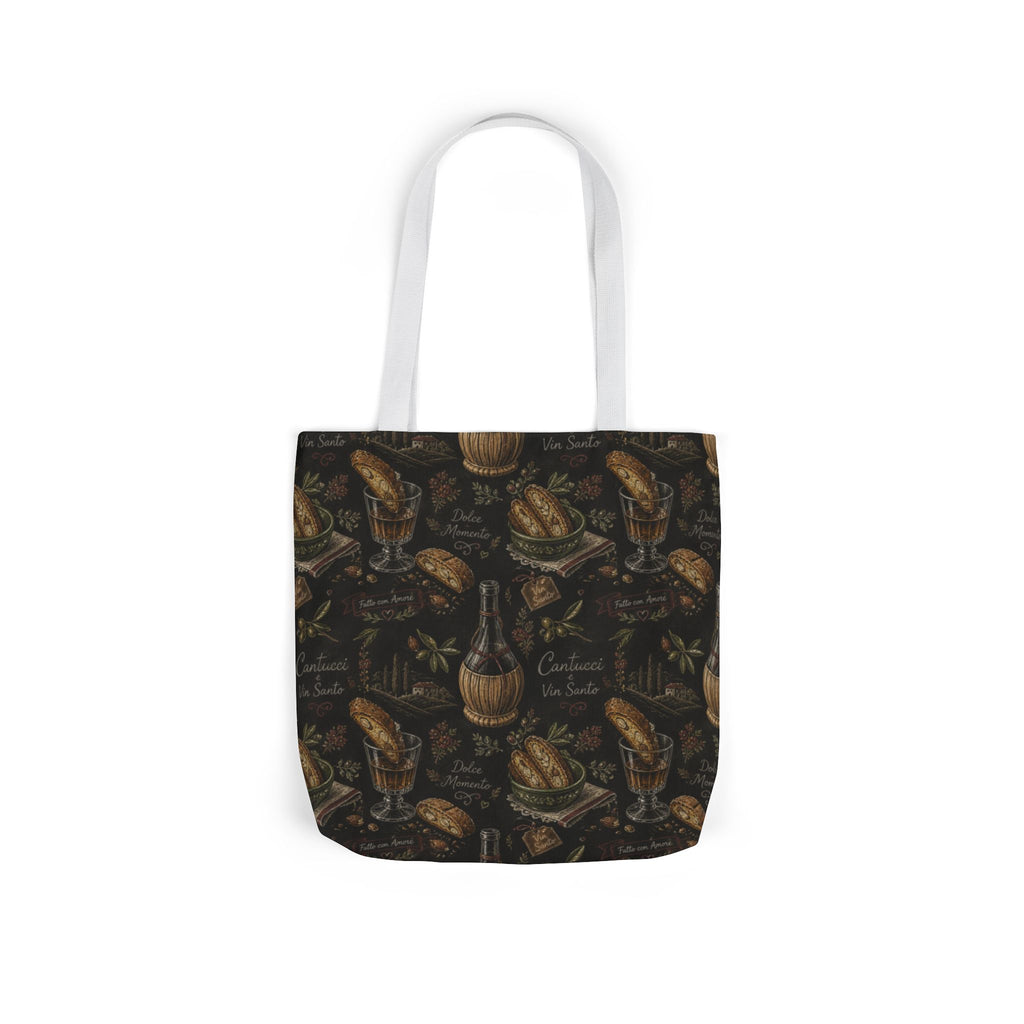 Biscotti & Vin Santo Canvas Tote Bag Mediterranean Kitchen Chalk Art Design Italian Cottagecore Gift