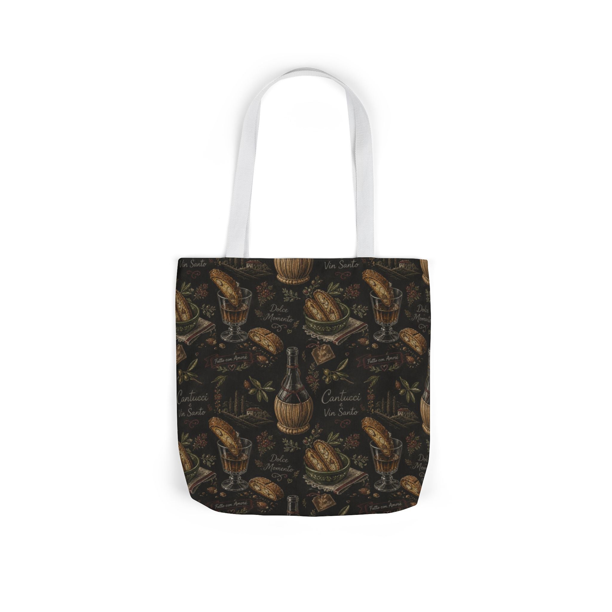 Biscotti & Vin Santo Canvas Tote Bag Mediterranean Kitchen Chalk Art Design Italian Cottagecore Gift