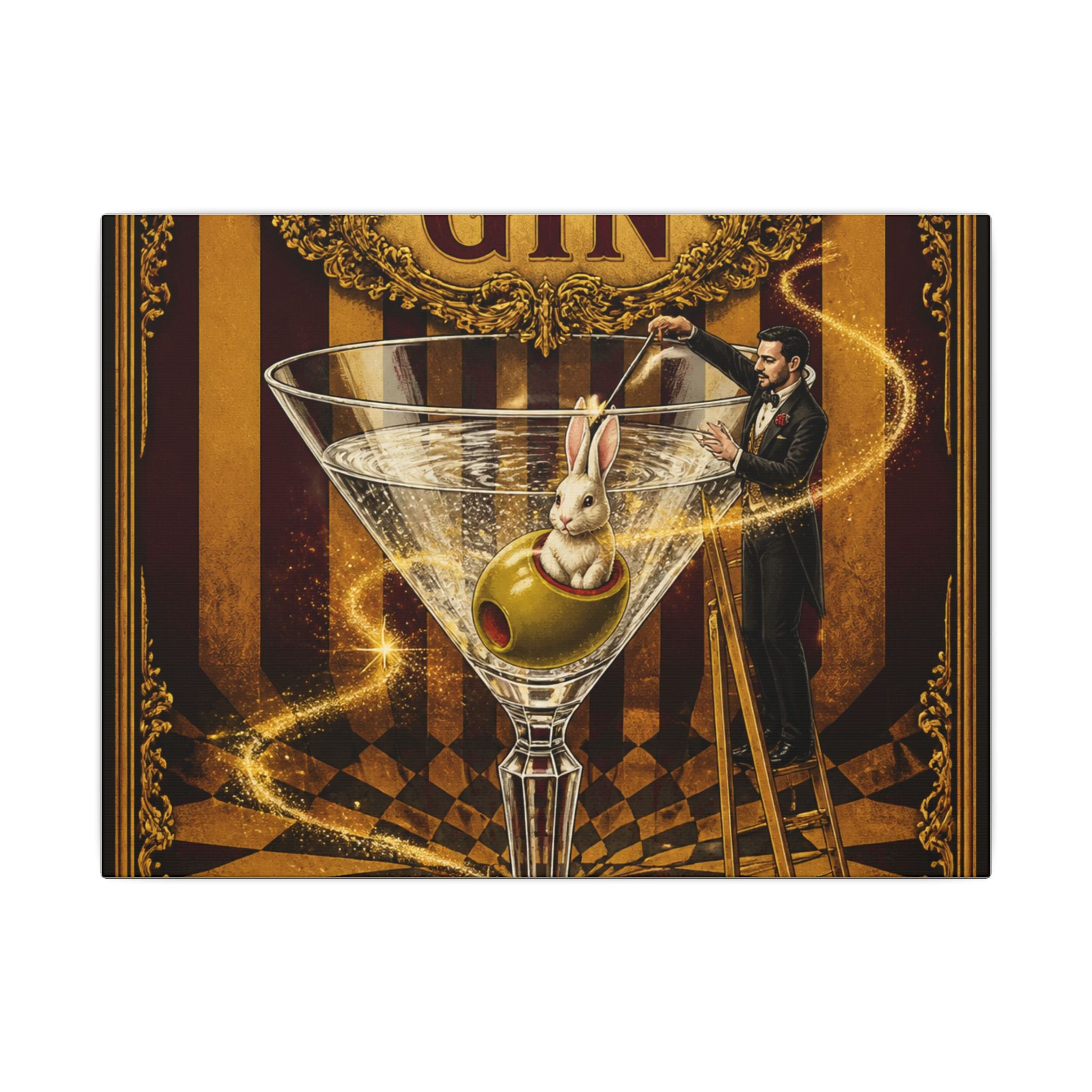 Martini Magician Wall Art Canvas 16×20 Baroque Home Office Decor Maximalist Print