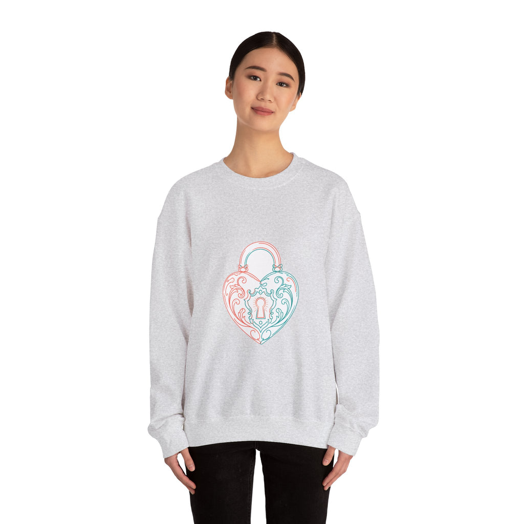 Matching Couple Sweatshirt - Key & Lock Matching Couple Crewneck Sweatshirt Minimalist Art His Hers Valentine Gift - Design B